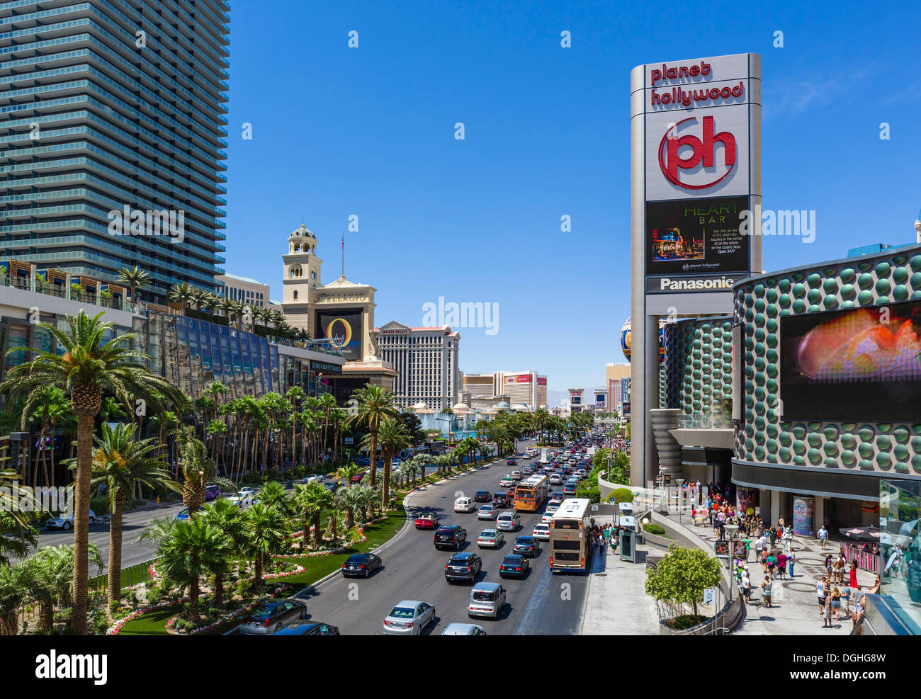 Las Vegas Boulevard South (The Strip) Blick nach Norden, Las Vegas, Nevada, USA Stockfoto