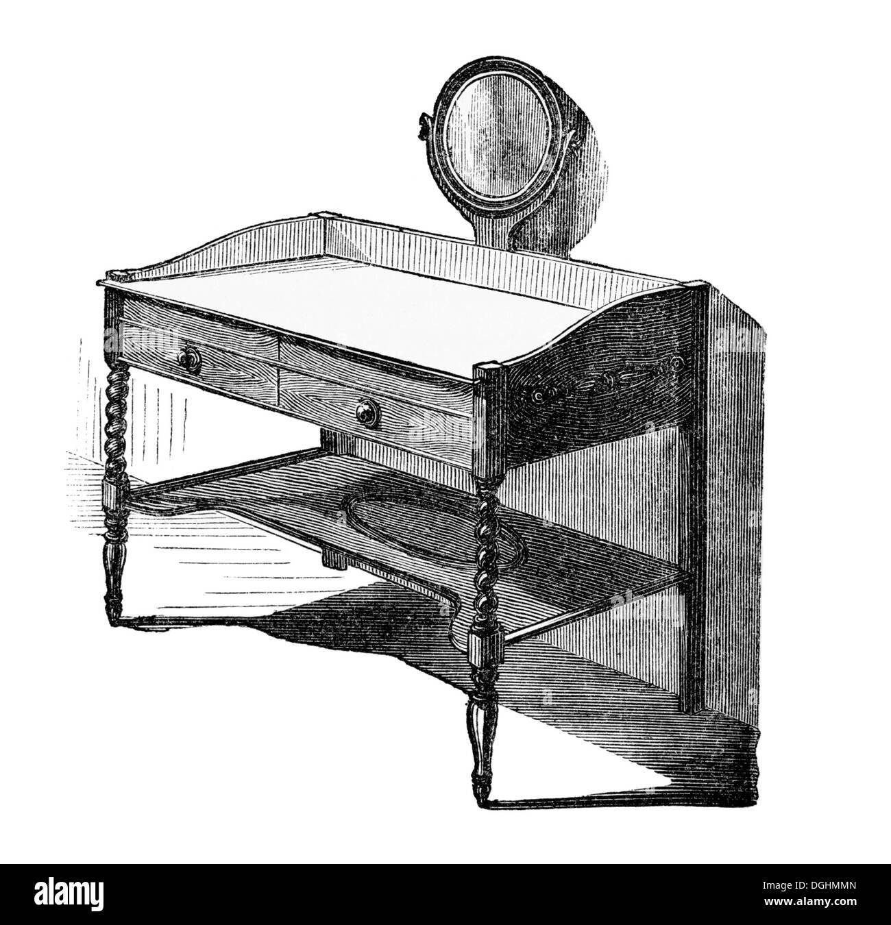 Schminktisch, historische Illustration aus: Marie Adenfeller, Friedrich Werner: illustrierte Kochen und Hauswirtschaft Buch Stockfoto