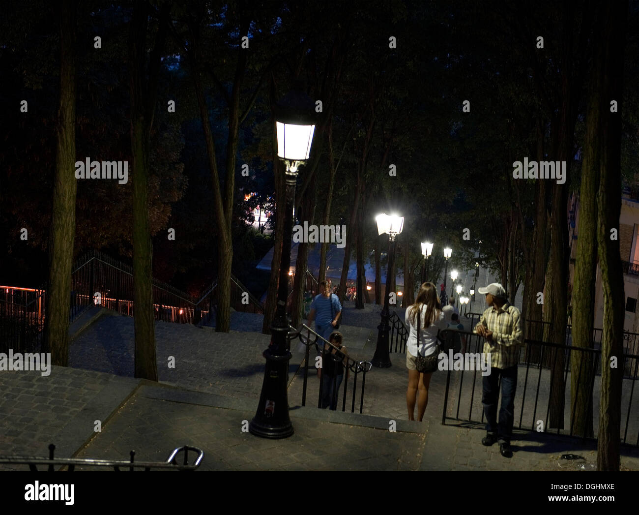 Rue Foyatier, neben der Standseilbahn, Montmartre Viertel Montmartre, Paris, Ile de France Region, Frankreich, Europa Stockfoto