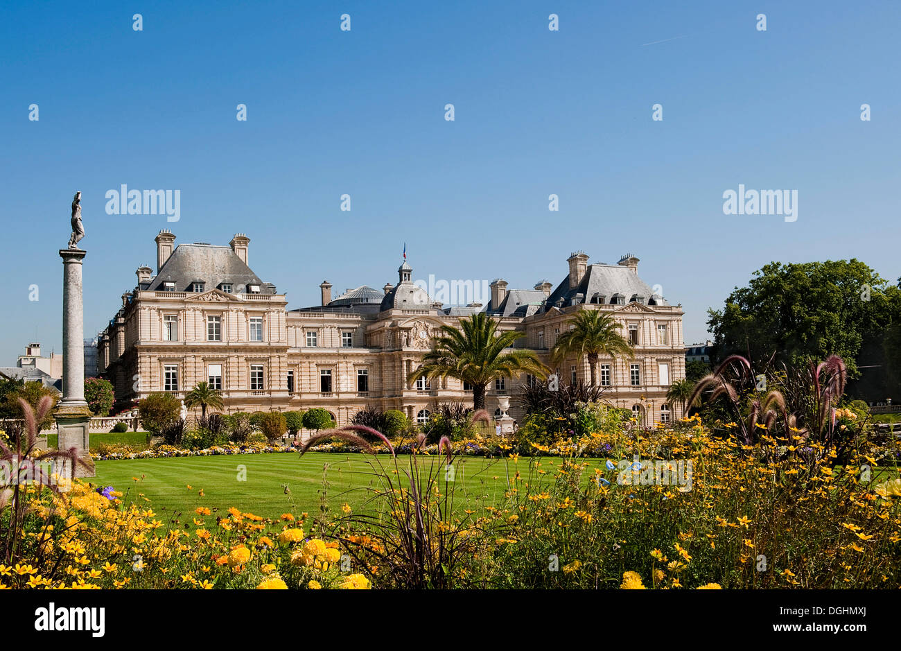 Palais du Luxembourg, Sitz des französischen Senats, Schlosspark Jardin du Luxembourg, Paris, Ile de France Region, Frankreich Stockfoto