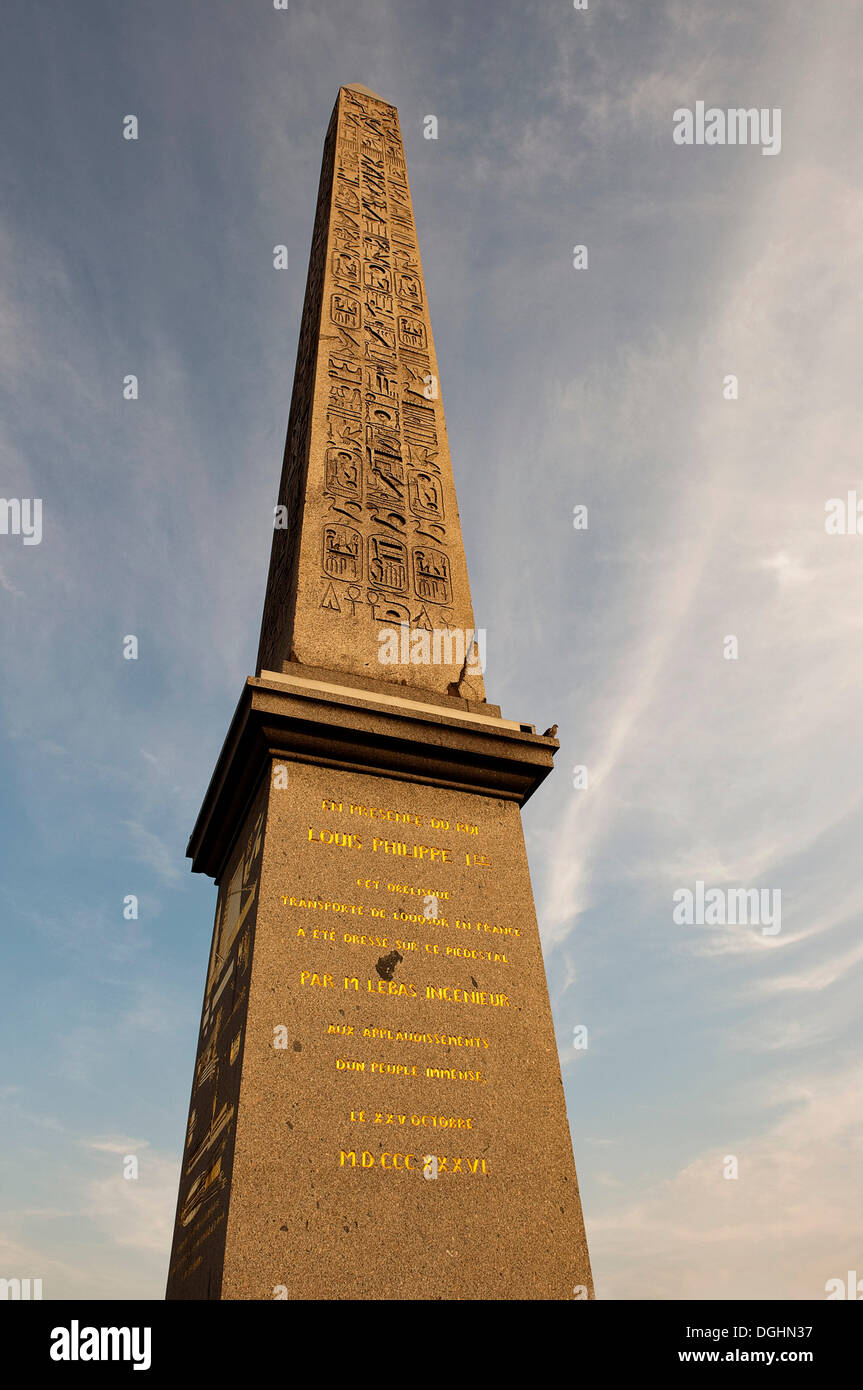Obelisk auf dem Place De La Concorde-Platz, Paris, Ile de France Region, Frankreich, Europa Stockfoto