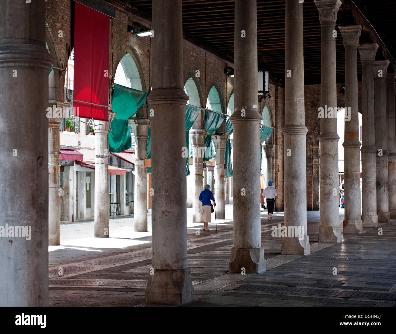 Leeren Saal der Fischmarkt am Rialto, Venedig, Veneto, Italien, Europa Stockfoto