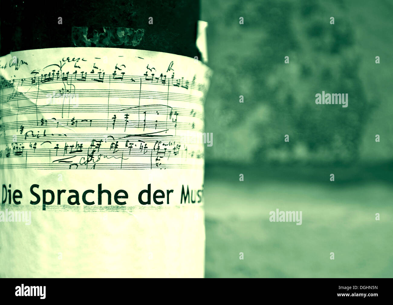 Plakat auf Musik, "Die Sprache der Musik", Deutsch für "Sprache der Musik Stockfoto