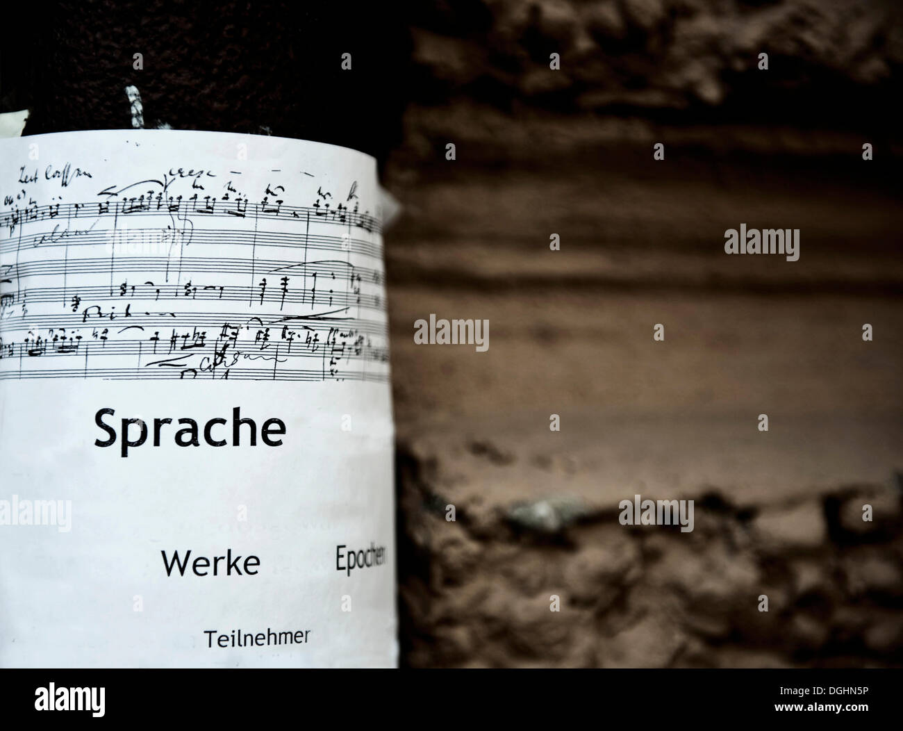 Plakat auf Musik in deutscher Sprache Stockfoto