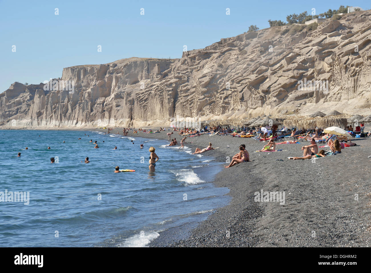 Vlichada Strand in der Nähe von Vlichada, Santorin, Kykladen, griechische Inseln, Griechenland, Europa Stockfoto