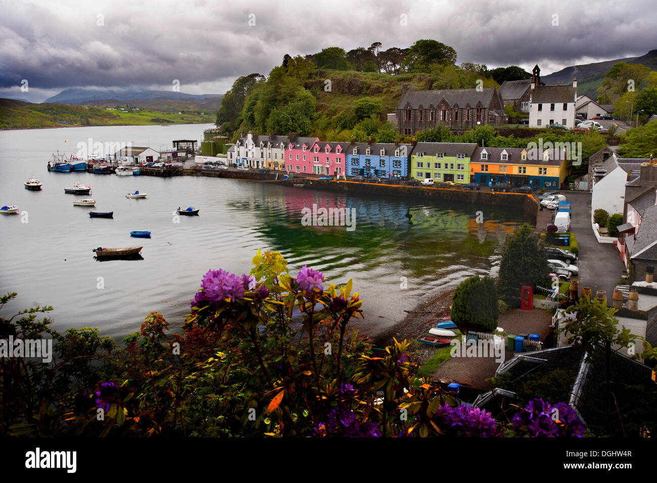 Promenade in Portree, Isle of Skye, Schottland, Vereinigtes Königreich, Europa, PublicGround Stockfoto