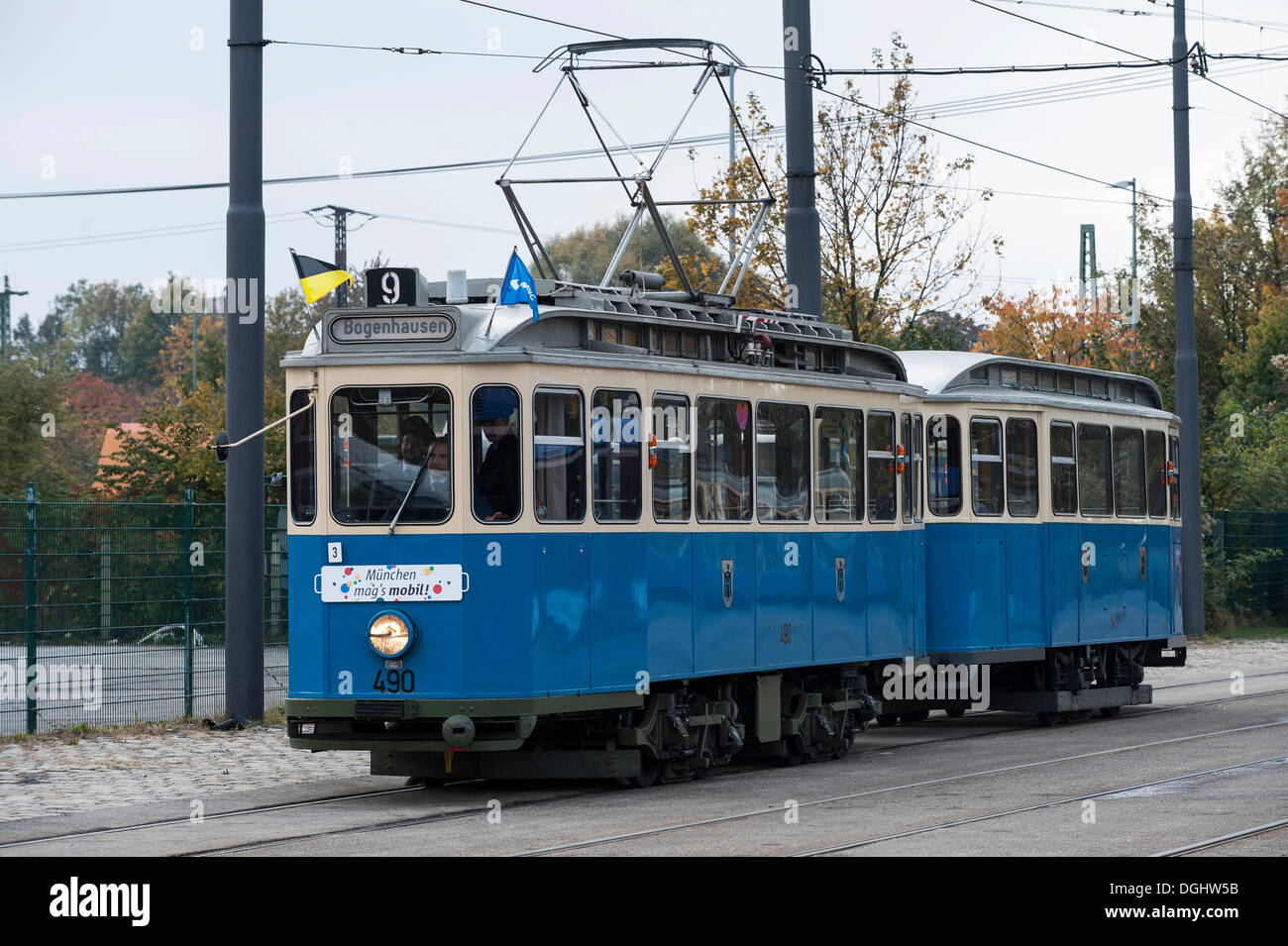 Historische Straßenbahn, München, Bayern Stockfoto