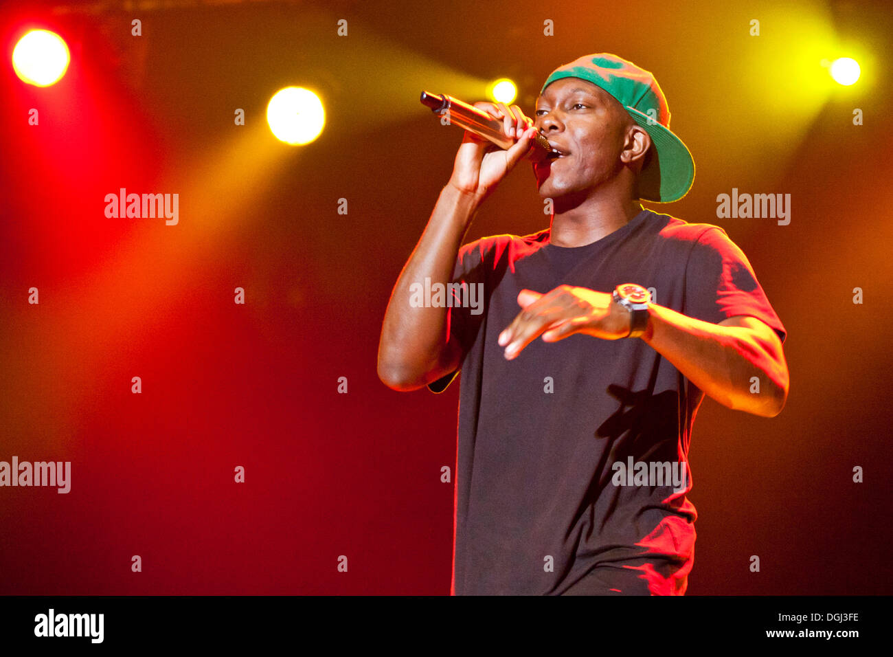 Britische Hip-Hop-Musiker Dizzee Rascal singen live auf das Heitere Open Air-Musikfestival in Zofingen, Schweiz, Europa Stockfoto