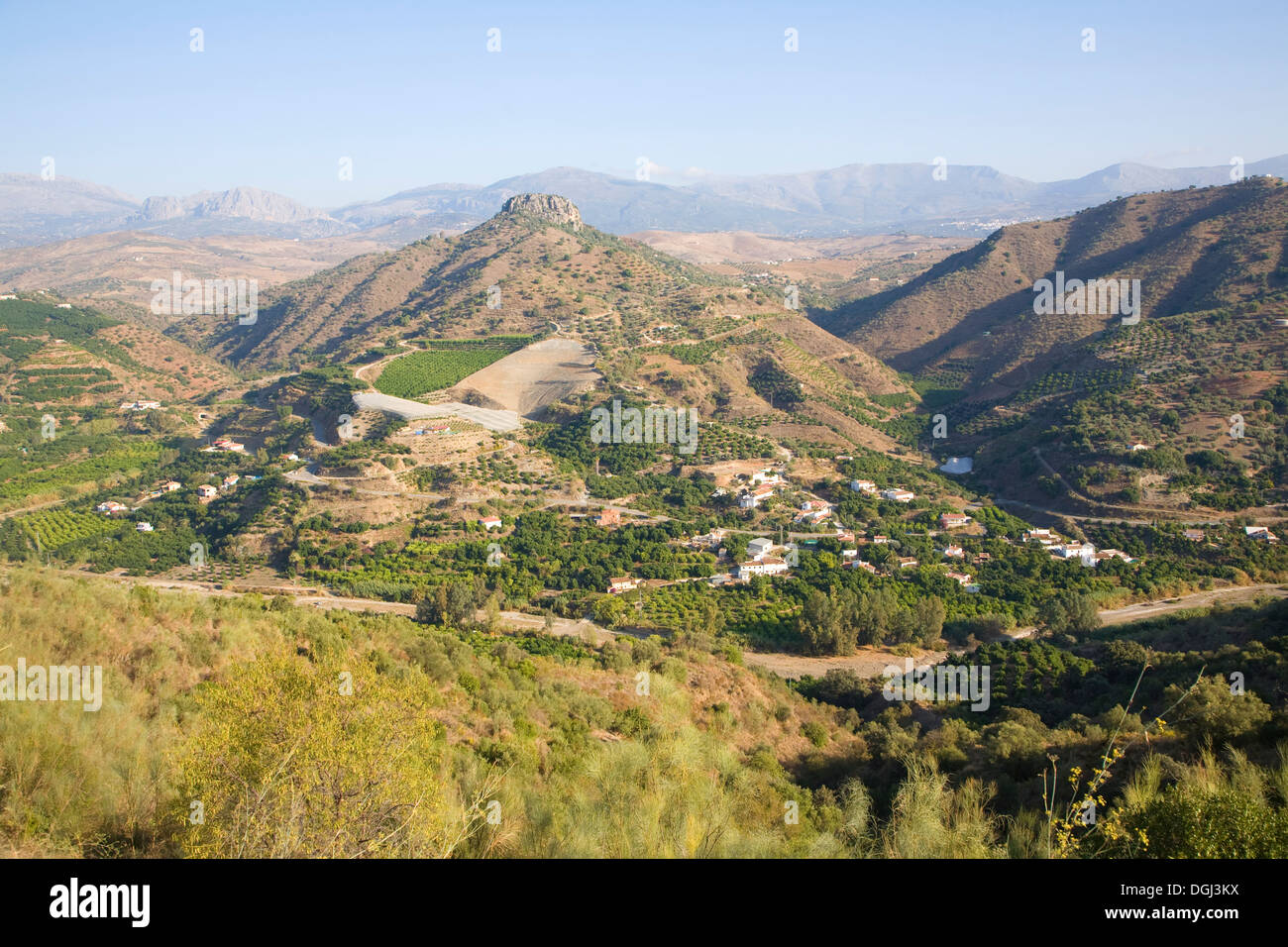 Axarquía Landschaft La Molina-Dorf in der Nähe von Comares, Provinz Malaga, Spanien Stockfoto