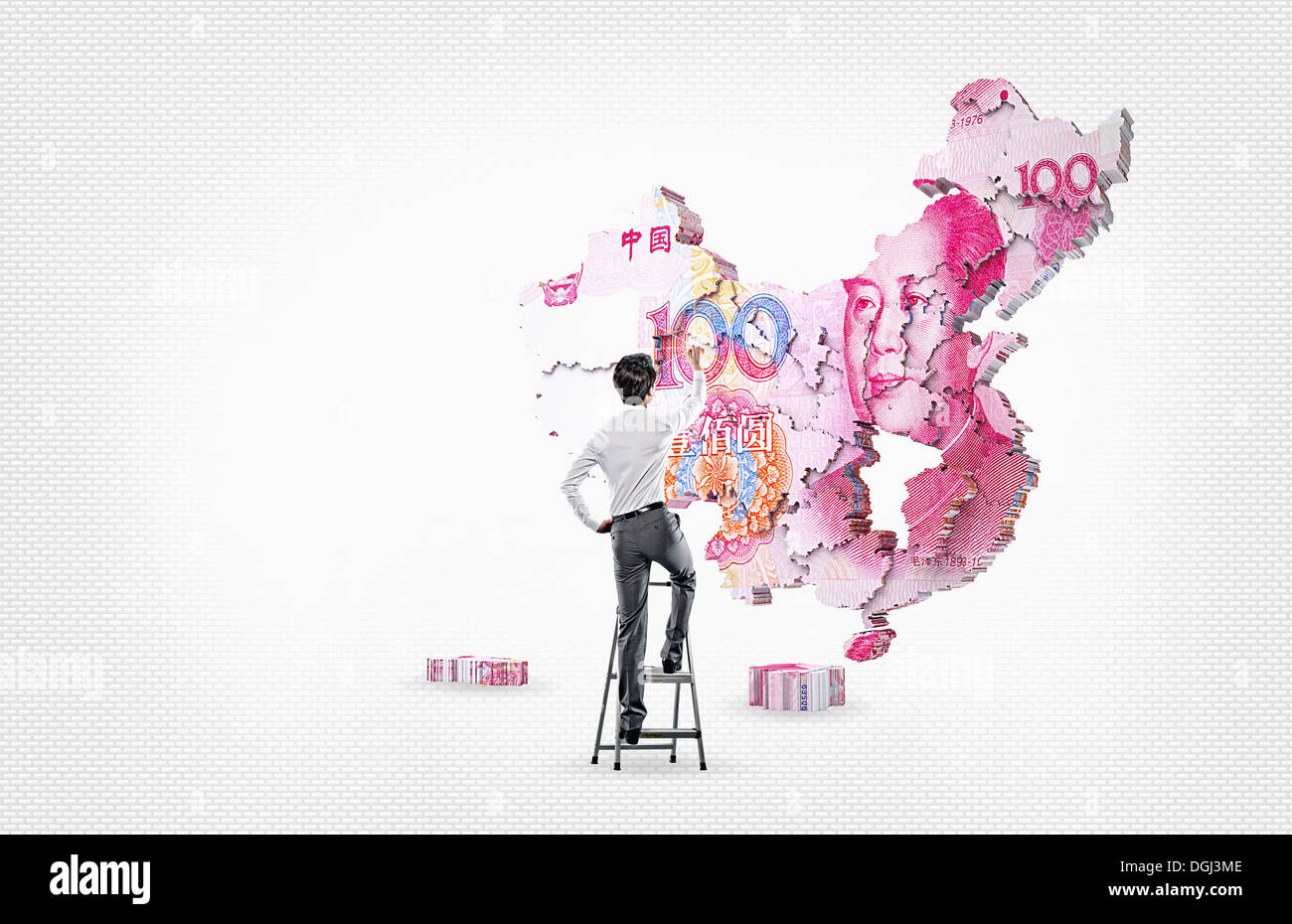 ein Business-Mann vor die Karte von china Stockfoto