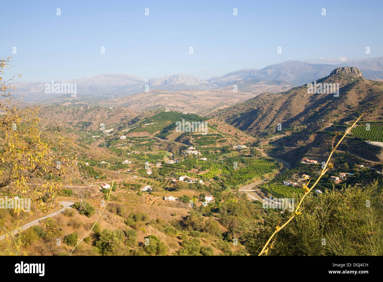 Axarquía Landschaft La Molina-Dorf in der Nähe von Comares, Provinz Malaga, Spanien Stockfoto