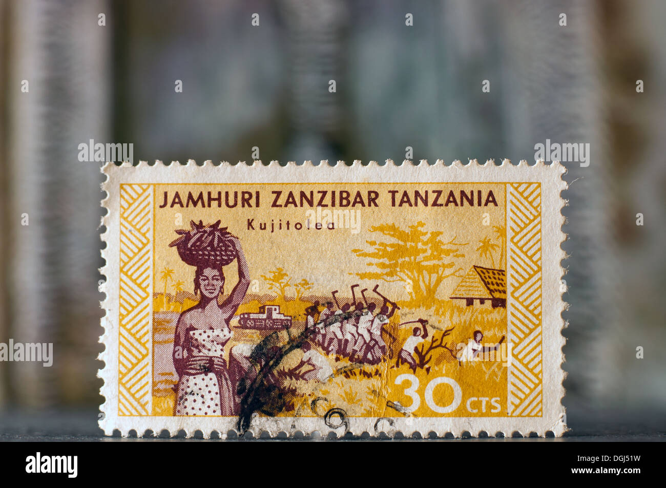 Britische Kolonialzeit Tansania Sansibar-Briefmarke Stockfoto