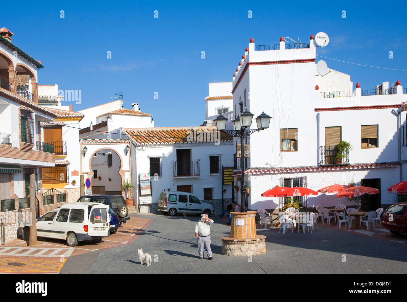 Wichtigsten Dorfplatz Comares, Provinz Malaga, Spanien Stockfoto