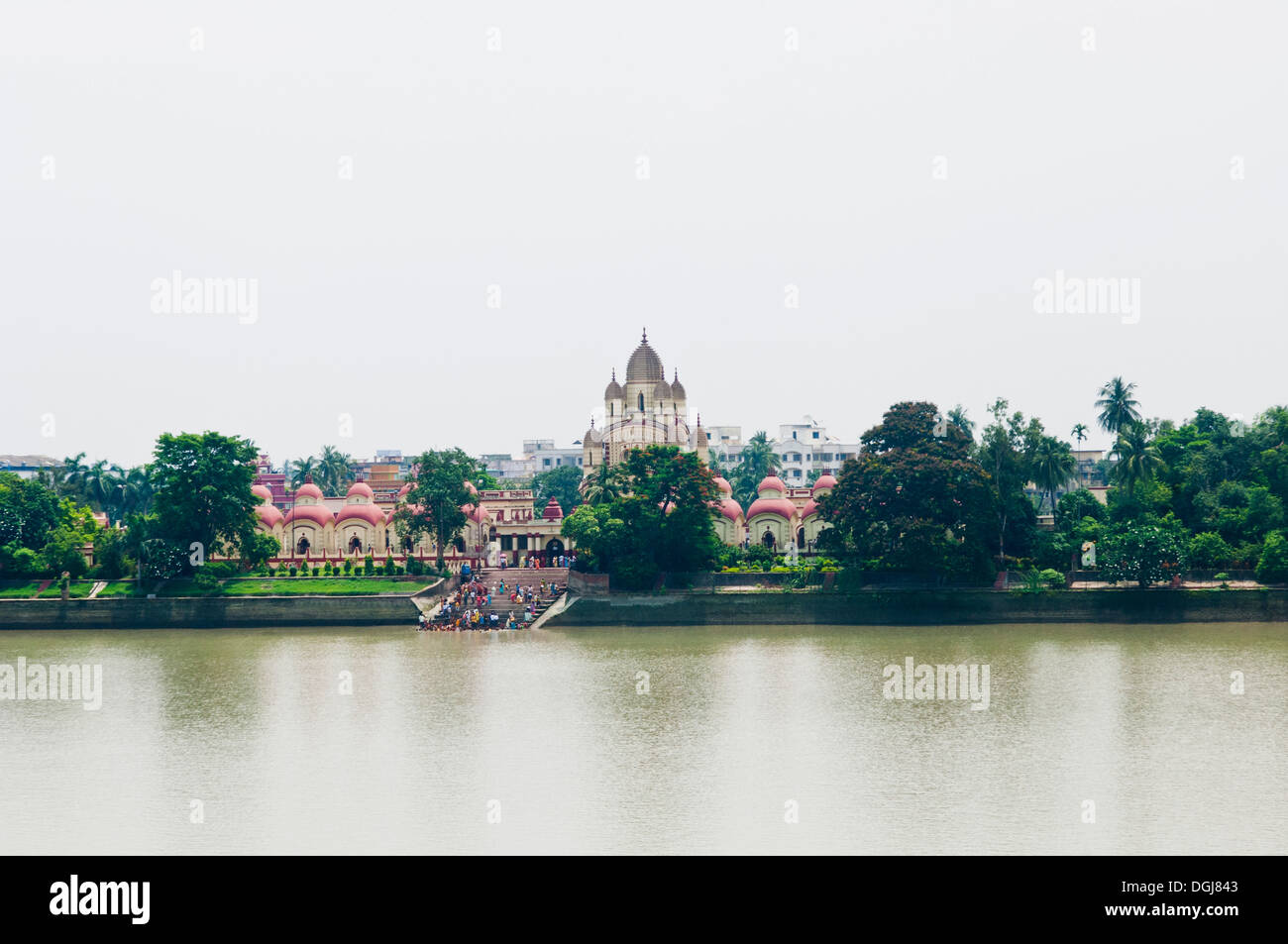 Tempel an der Waterfront, Dakshineswar Kali Tempel, Hooghly River, Kolkata, Westbengalen, Indien Stockfoto