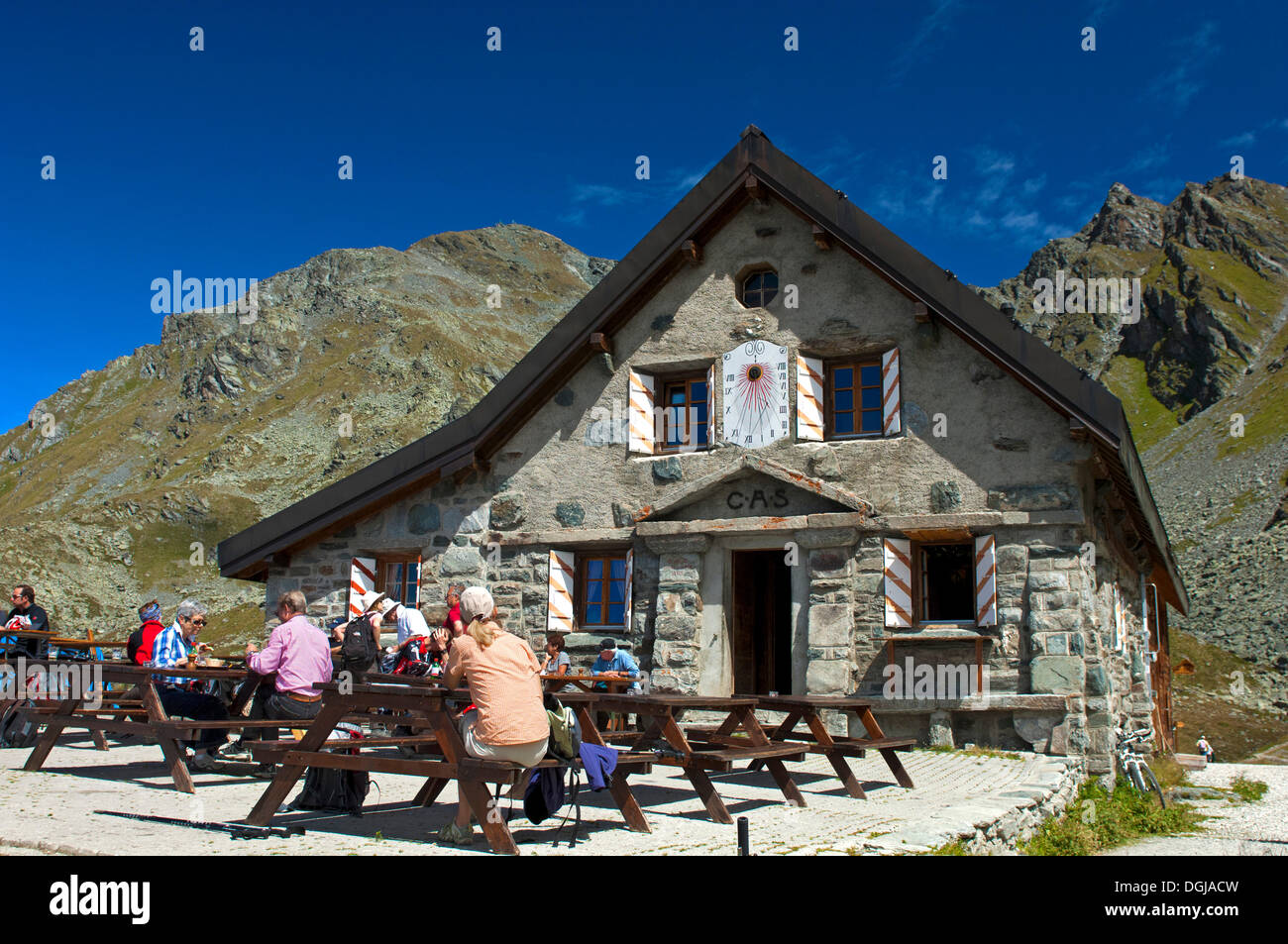 Cabane du Mont Fort, einer Berghütte vom Schweizer Alpen-Club SAC, Verbier, Kanton Wallis, Schweiz Stockfoto
