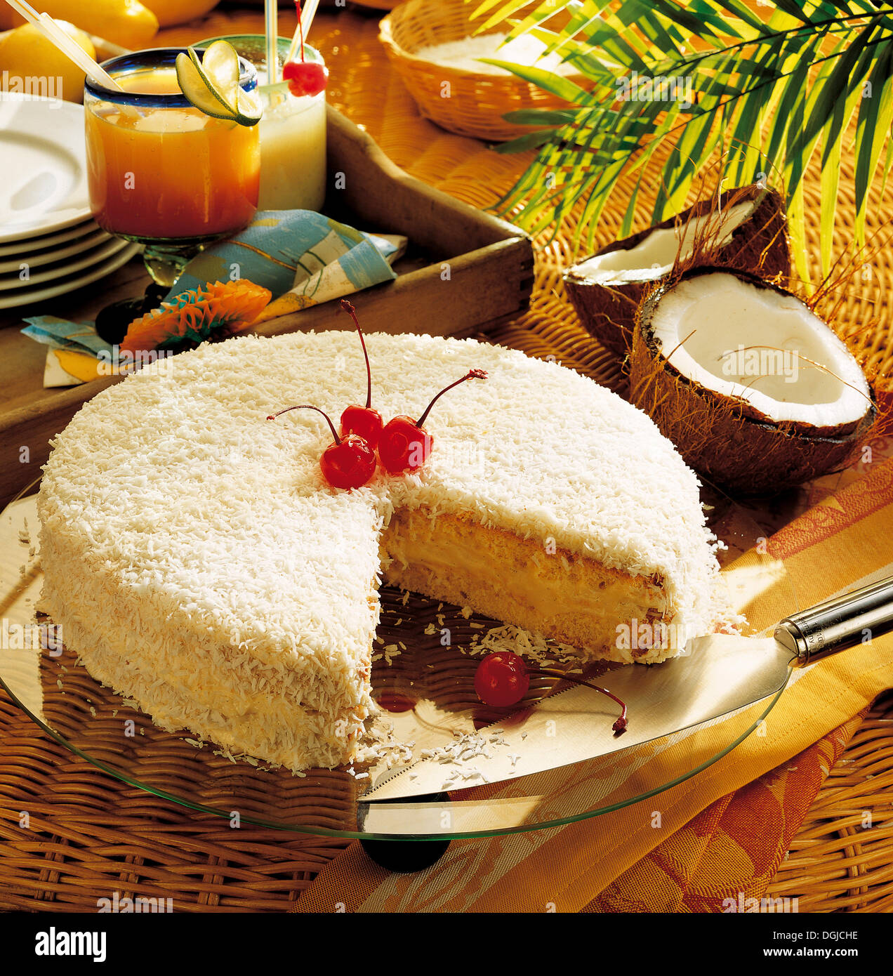 Kokosnuss und Vanille Mousse Kuchen, Costa Rica. Stockfoto