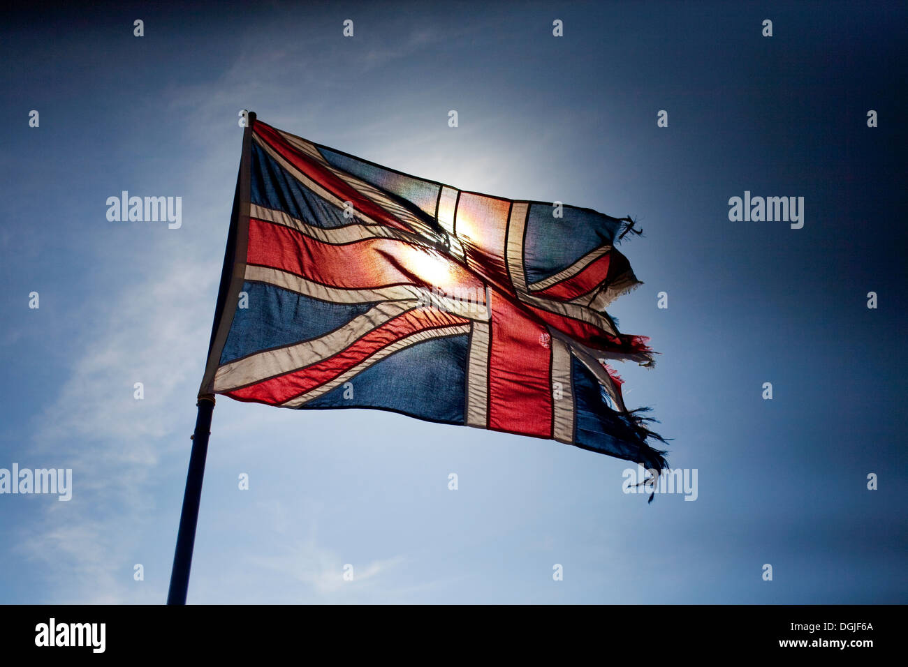 Zerrissene Union Jack-Flagge Stockfoto