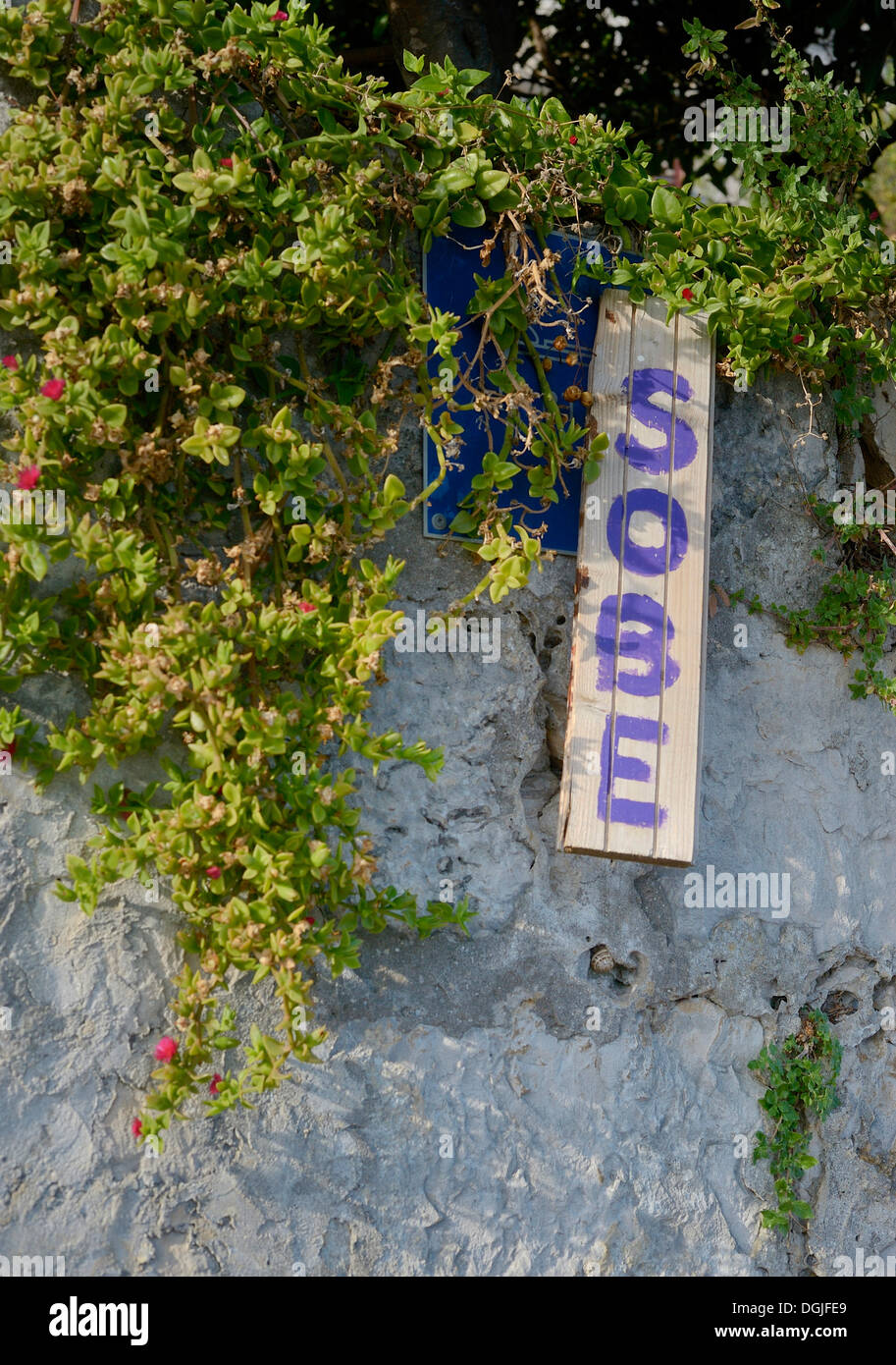 Sobe unterzeichnen, Zimmer, Orebic, Peljesac, Kroatien, Europa Stockfoto