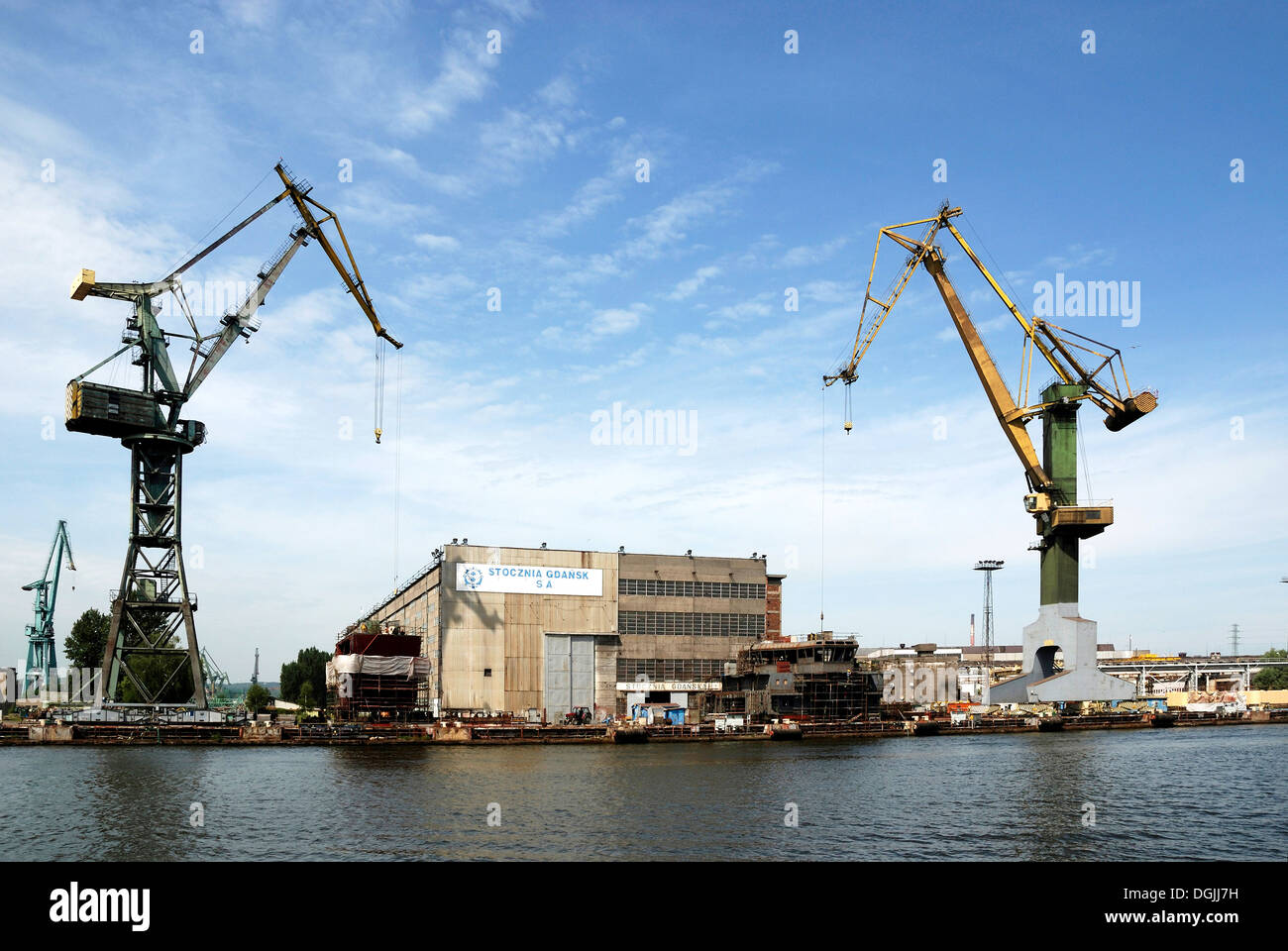 Polnischen Werft Stocznia Gdańsk an der Weichsel - Lenin-Werft von 1950 bis 1990. Stockfoto