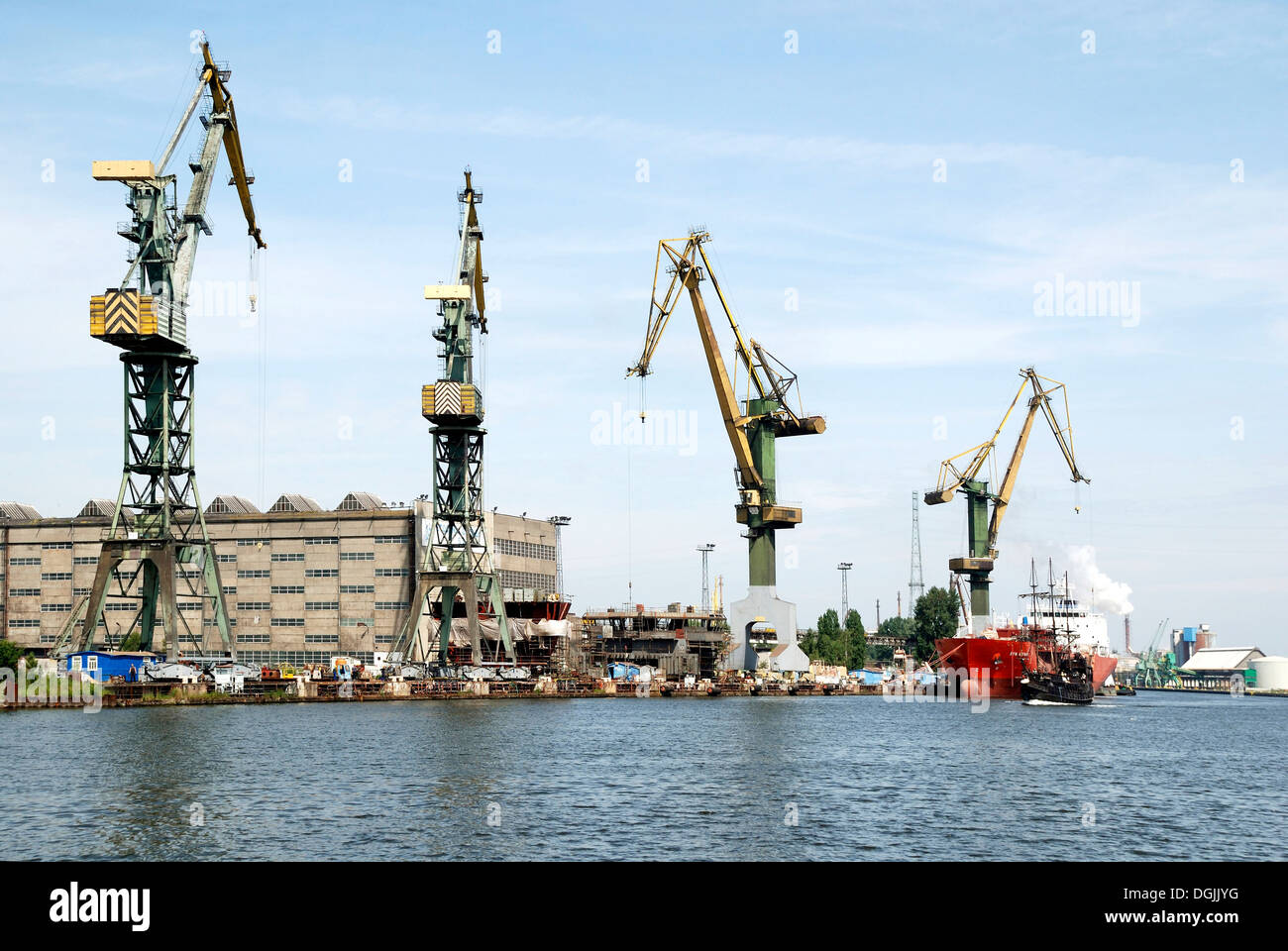 Polnischen Werft Stocznia Gdańsk an der Weichsel - Lenin-Werft von 1950 bis 1990. Stockfoto