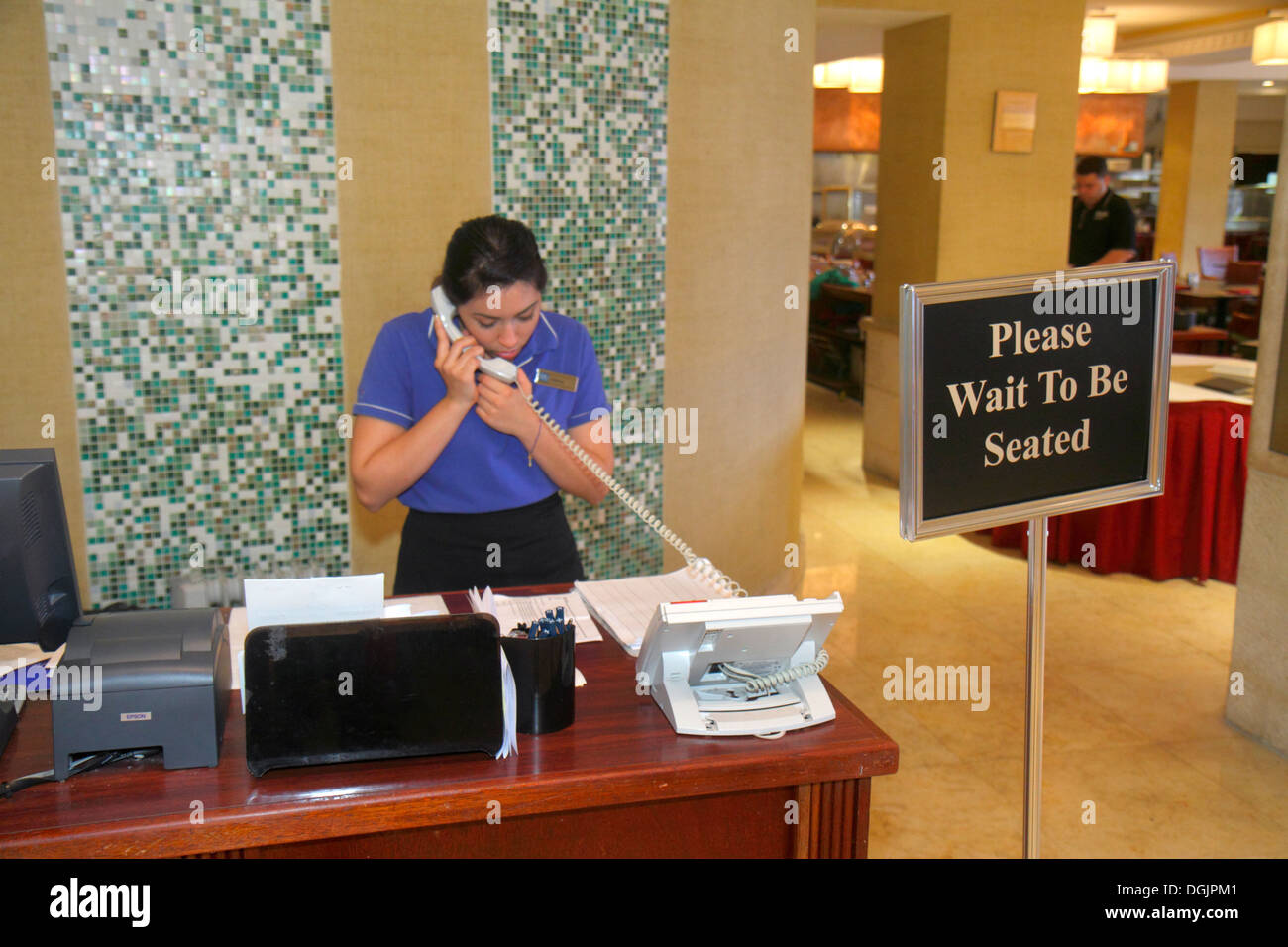 Miami Beach Florida, Collins Avenue, Holiday Inn, Miami Beach, Oceanfront, Hotel, Lobby, Restaurant Restaurants Essen Essen Essen Café Cafés, Küche, Essen, Eingang, Stockfoto