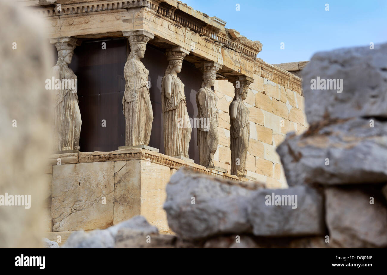 Erechtheion mit Karyatiden, Akropolis, Athen, Griechenland, Europa Stockfoto