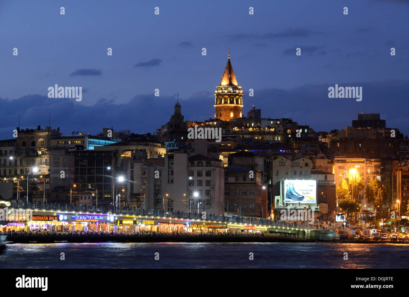 Galata-Brücke, Galata-Turm, Goldenes Horn, Beyoglu, Karaköy, Istanbul, europäische Seite, Provinz Istanbul, Türkei, europäische Seite Stockfoto