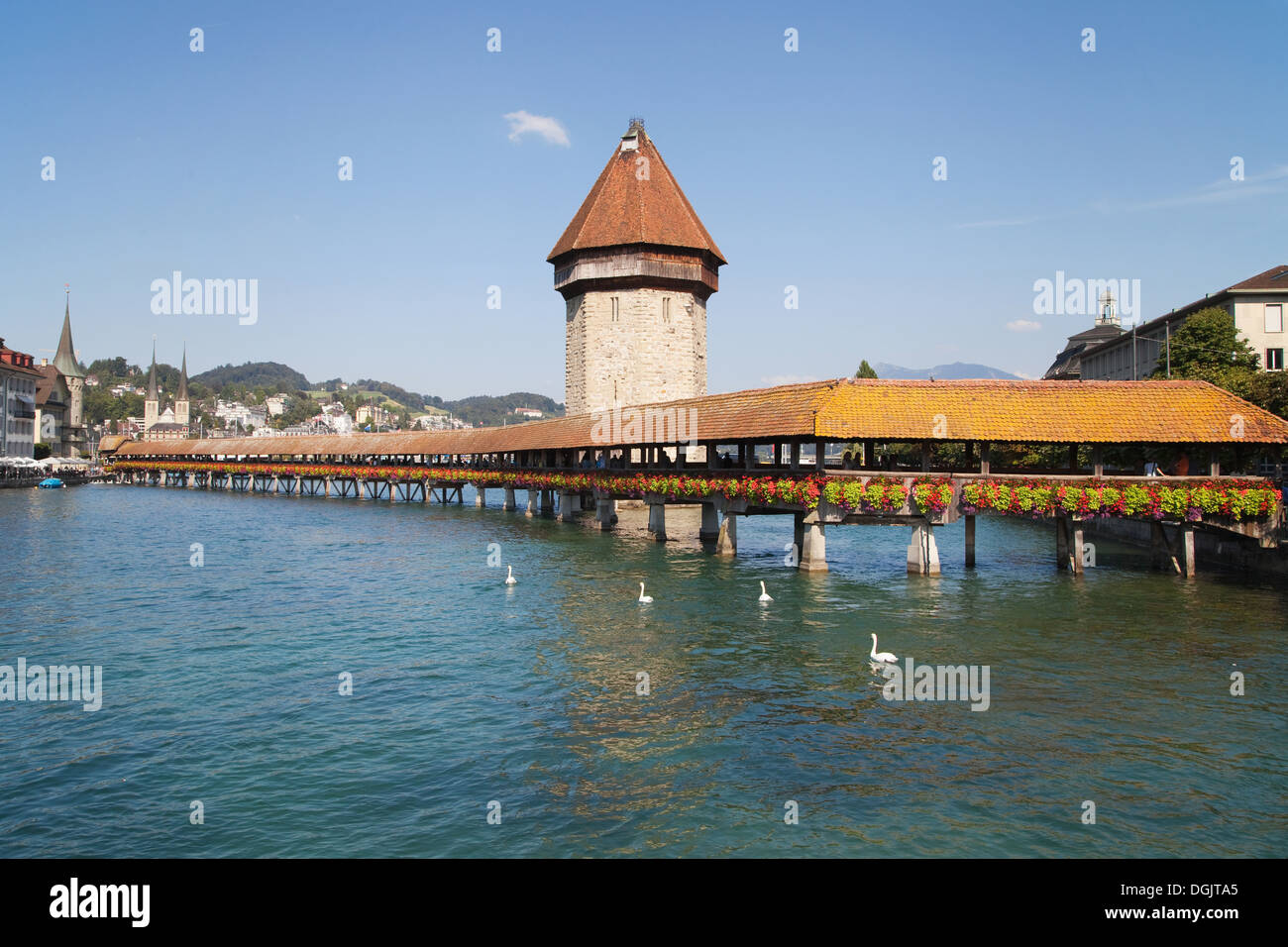 Kapellbrücke (Kapellbrucke) in Luzern. Stockfoto