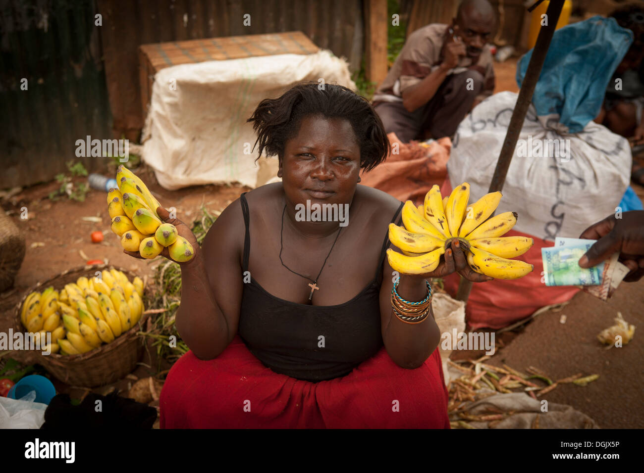 Gemüsemarkt in Entebbe, Uganda, Ostafrika. Stockfoto