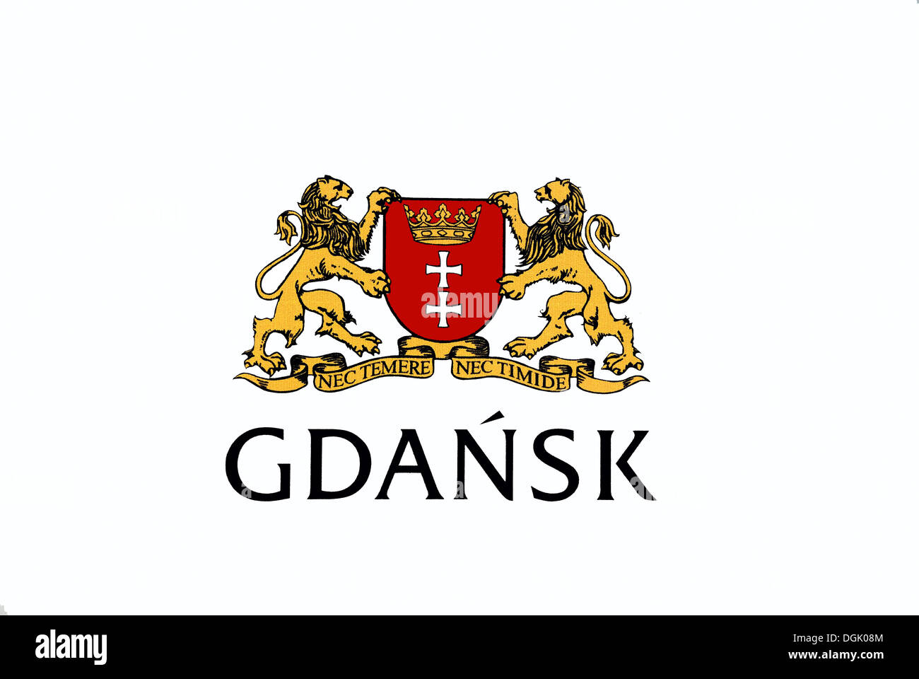 Wappen der polnischen Stadt Danzig. Stockfoto