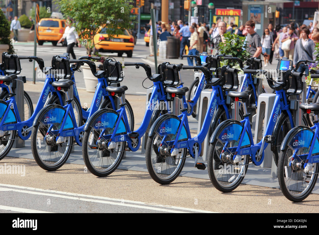 Citibike Leihfahrräder in New York, NY, USA Stockfoto