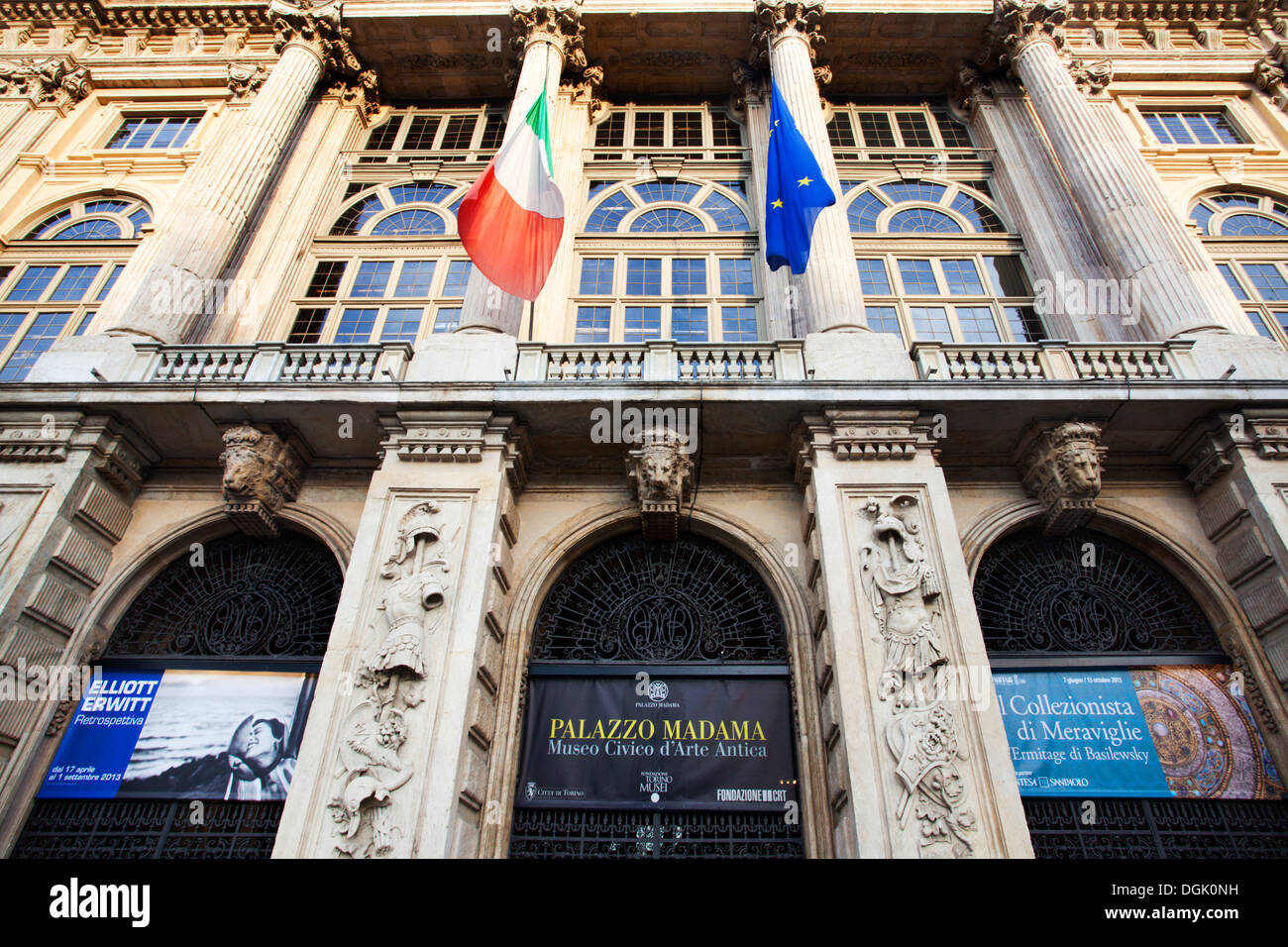 Fassade des Museums für alte Kunst im Palazzo Madama in Piazza Castello Turin Piemont Italien Stockfoto