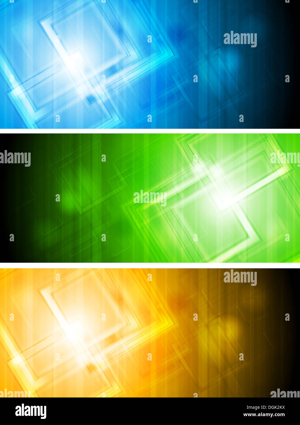Bunte Vektor Banner mit Tech-Elementen. EPS-10 Stockfoto