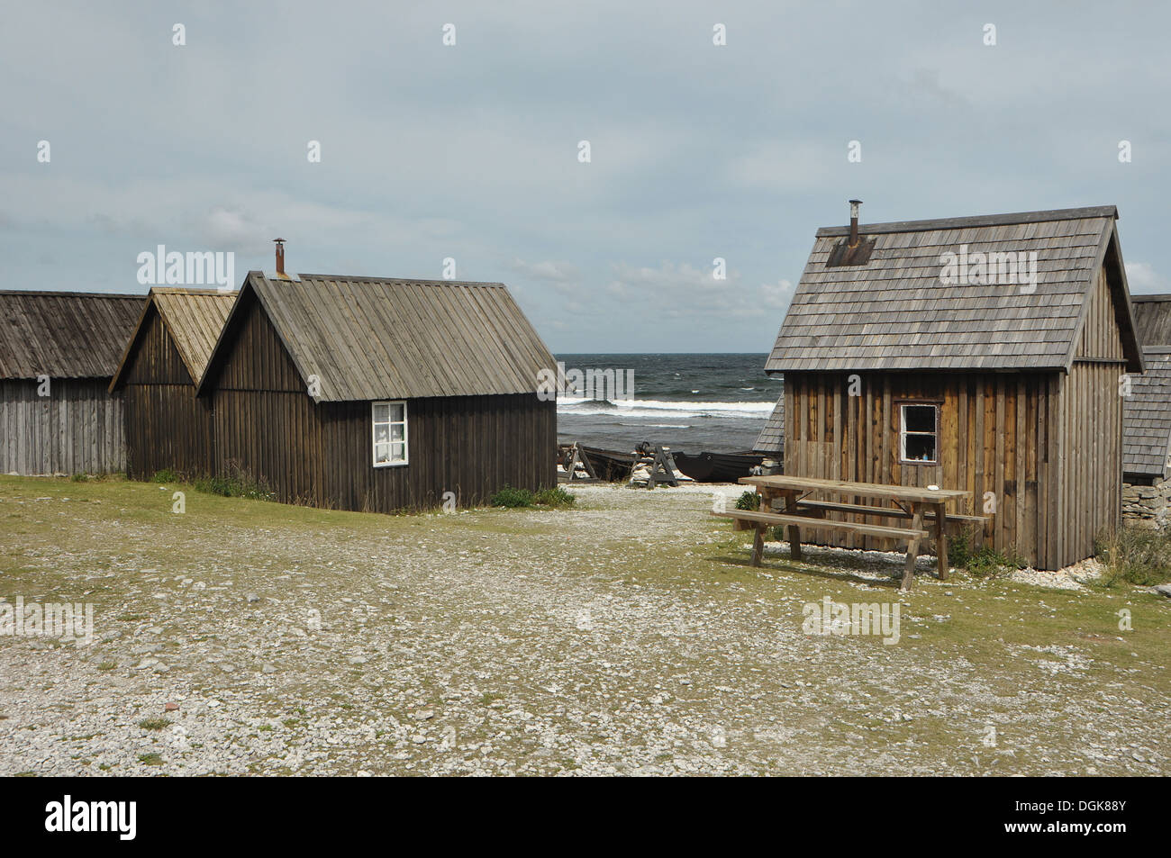 Dies ist alte Fischerei Hütten in Fårö-Gotland Schweden befinden. Stockfoto