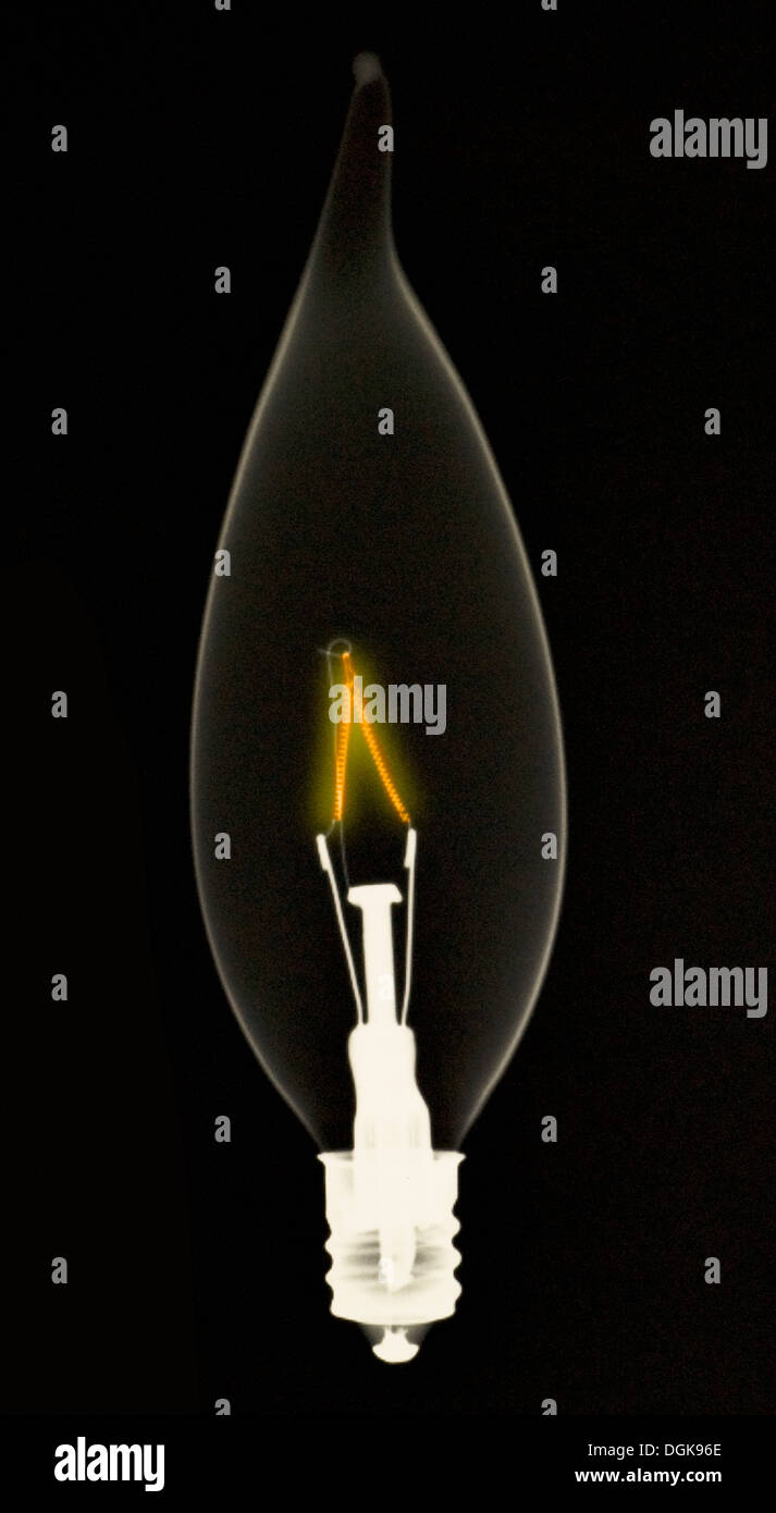 Eingefärbte Röntgenaufnahme einer Glühlampe Stockfoto