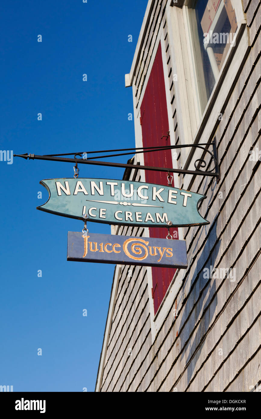Eisdiele Zeichen auf Nantucket Island. Stockfoto