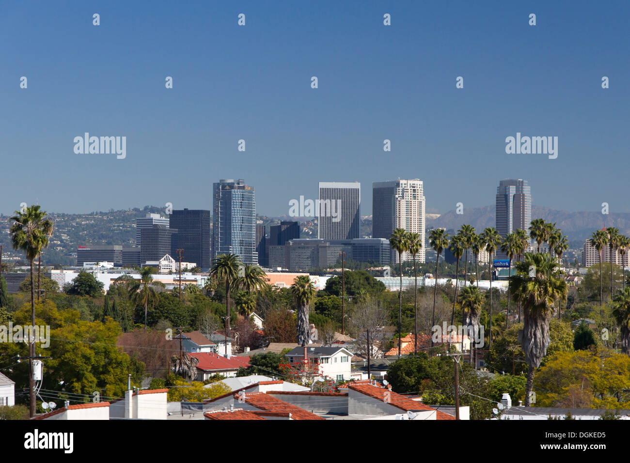 Century City Skyline aus Entfernung, Los Angeles, Kalifornien Stockfoto