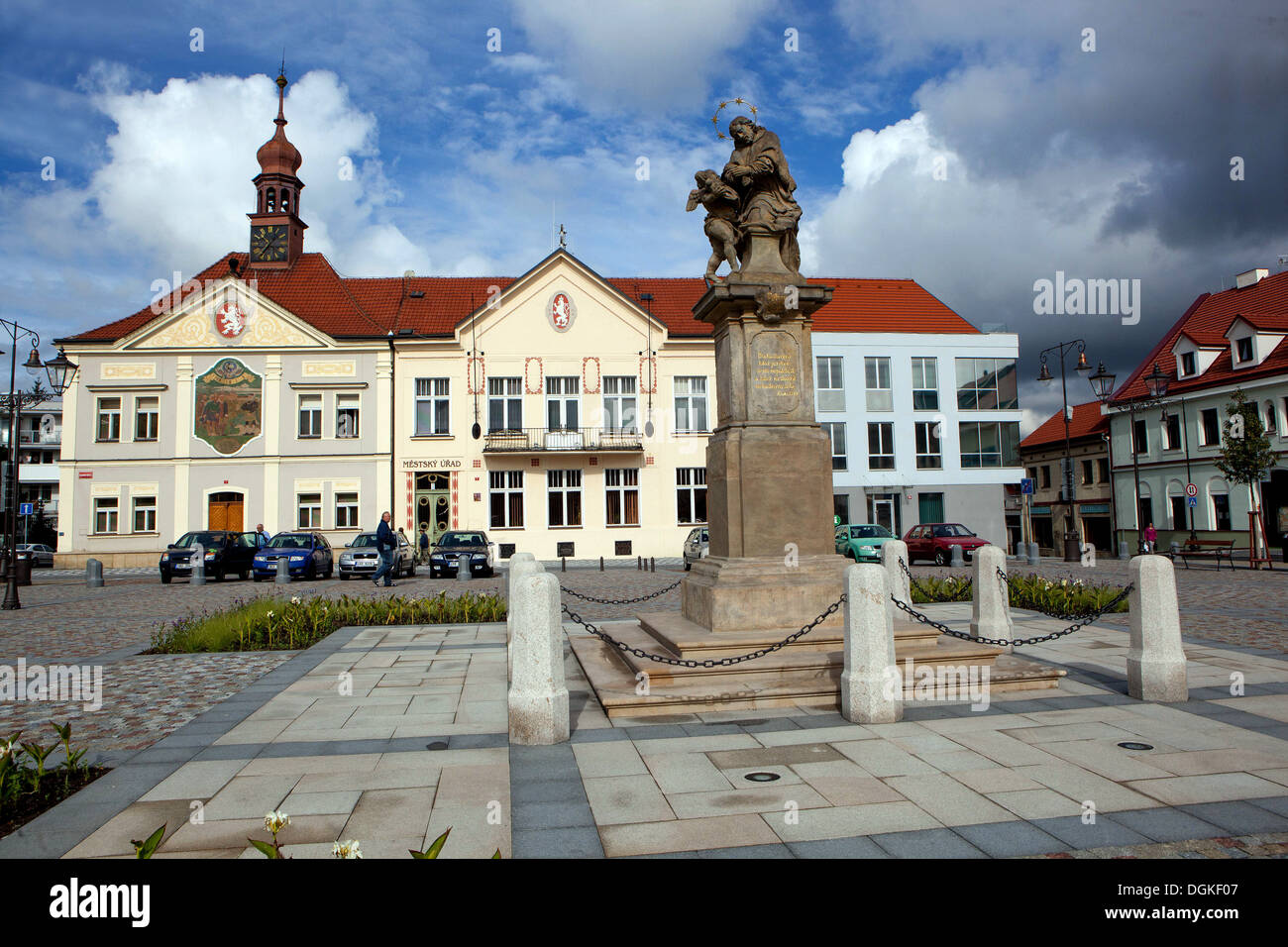 Brandýs Nad Labem quadratisch, Kleinstadt in der Nähe von Prag, Tschechische Republik Stockfoto