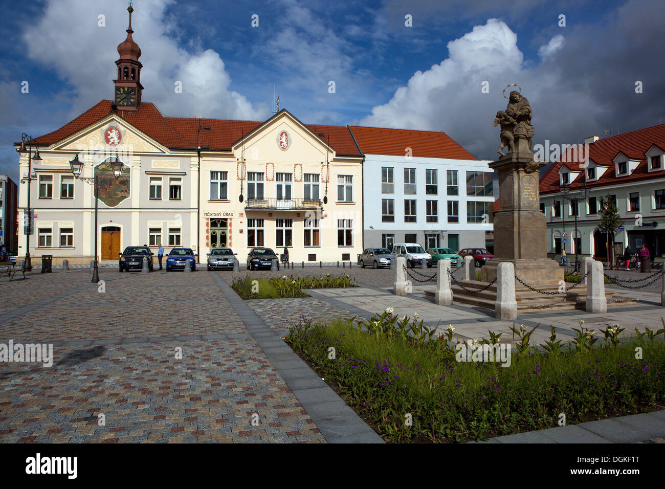 Brandýs Nad Labem quadratisch, Kleinstadt in der Nähe von Prag, Tschechische Republik Stockfoto