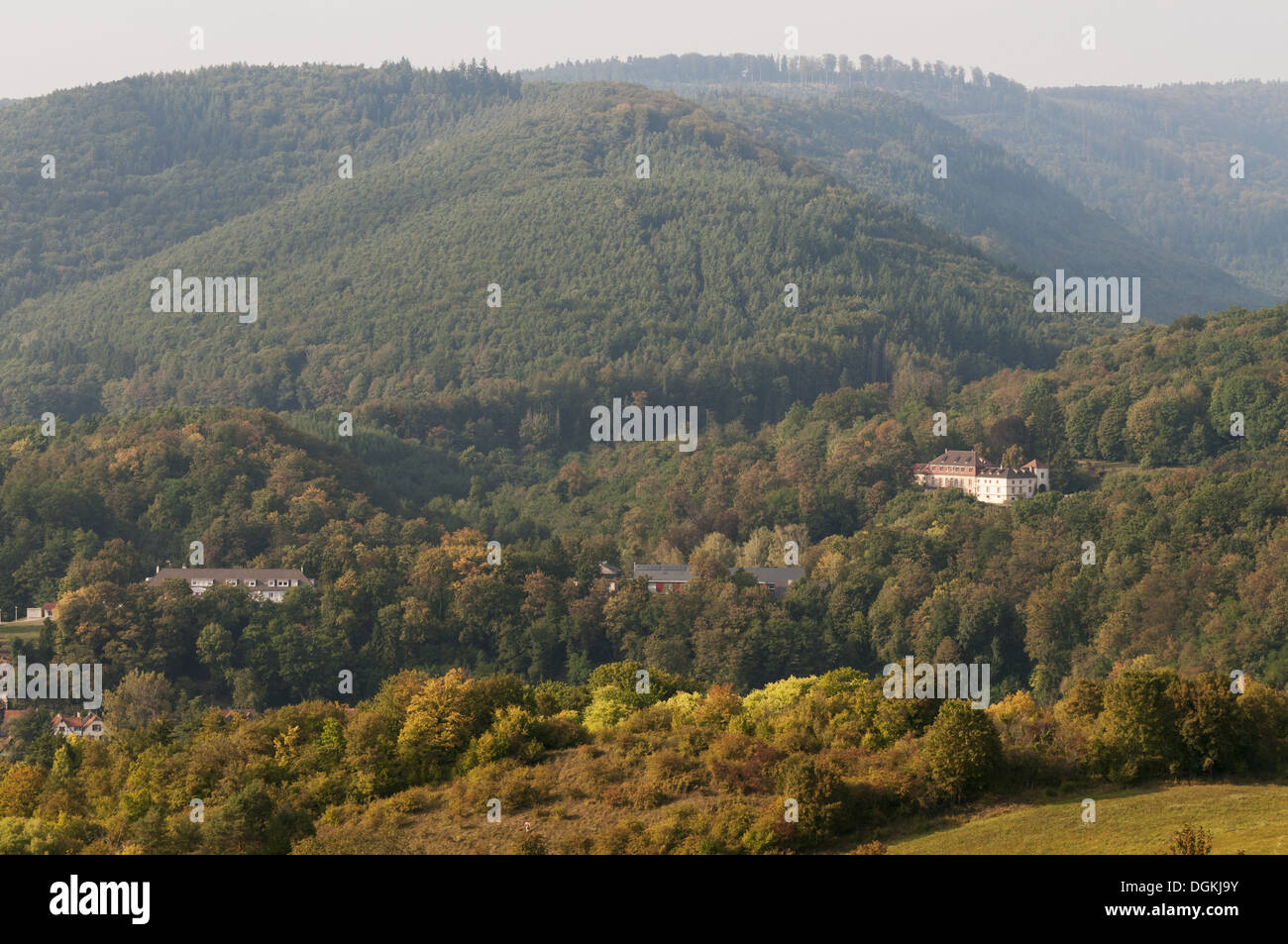 Elk213-1578v Frankreich, Elsass, Vogesen Regional Park, Blick vom Schloss Hohenburg Stockfoto