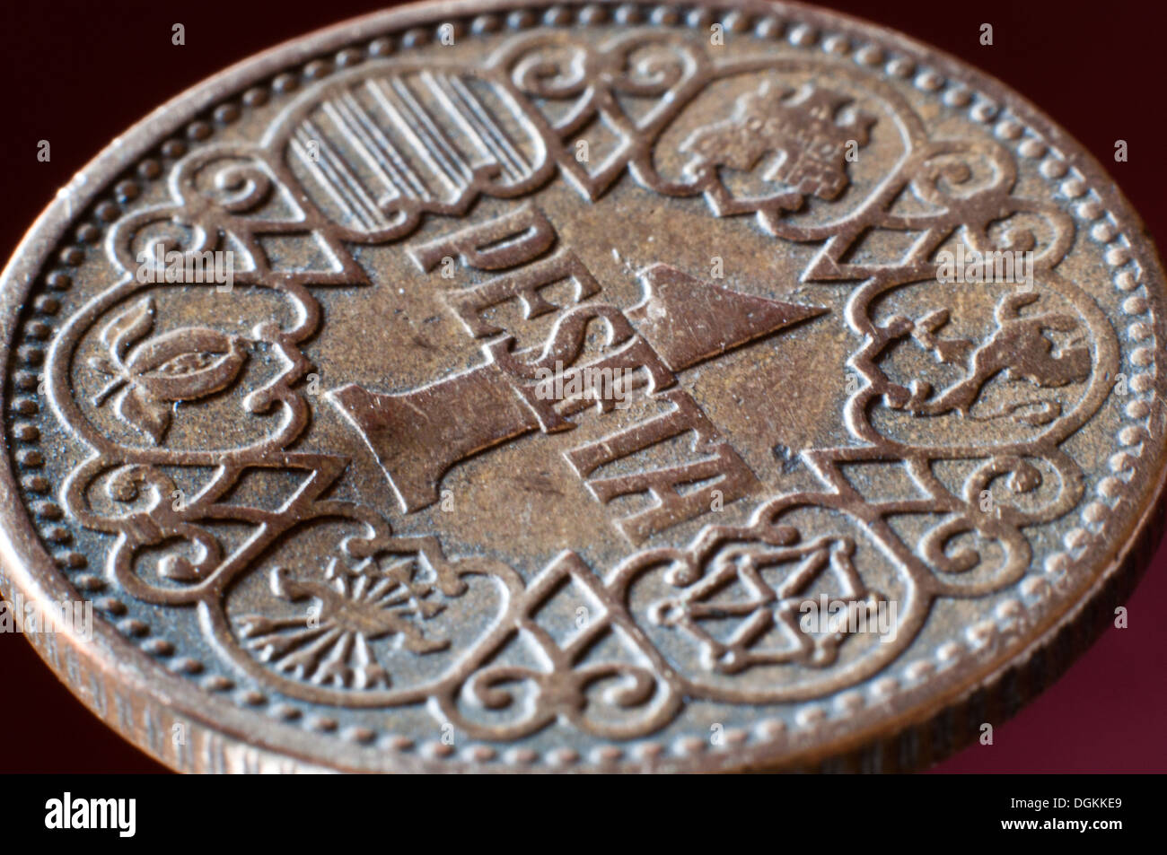 1944-Spanien 1 Peseta Münze Stockfoto