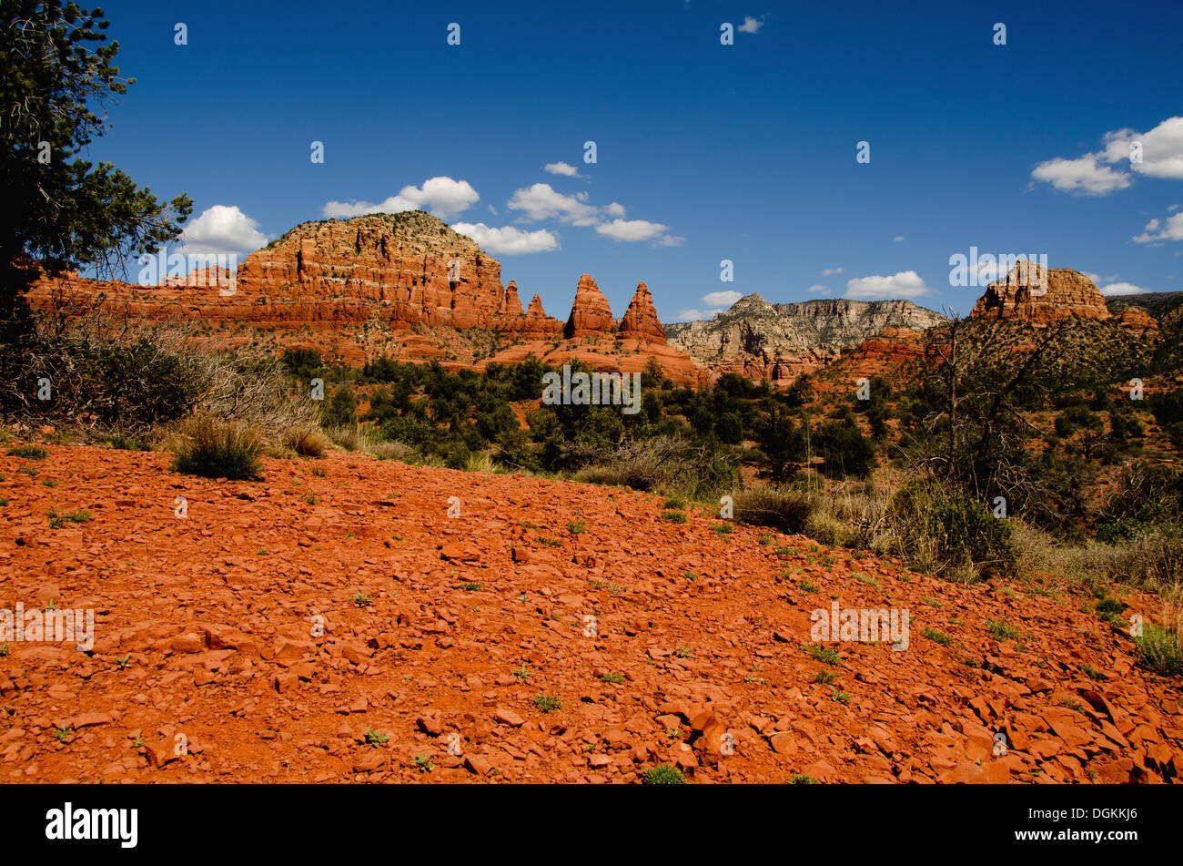 USA, Arizona, Sedona, Blick auf Wüste und rote Felsen Stockfoto