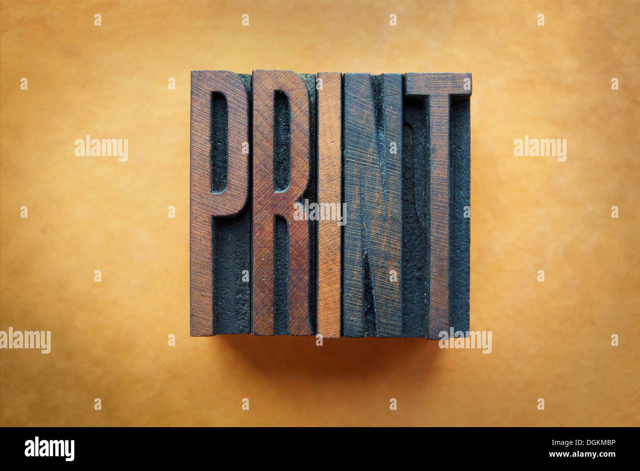 Das Wort PRINT im Vintage Buchdruck Art geschrieben Stockfoto