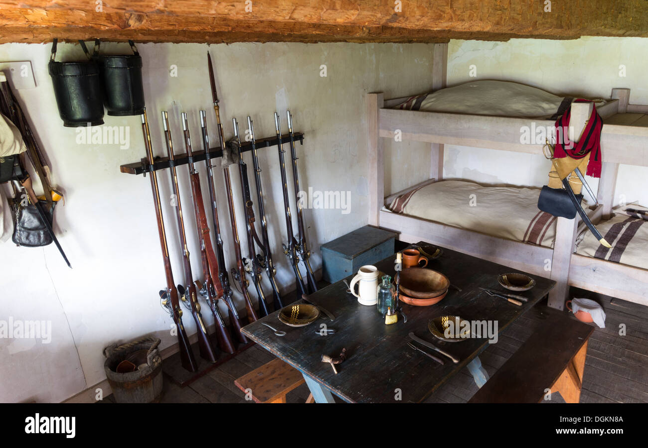 Soldat Viertel in Fort Frederick Maryland während Französisch Indianer; Amerikanischer revolutionärer Krieg von Unabhängigkeit Stockfoto