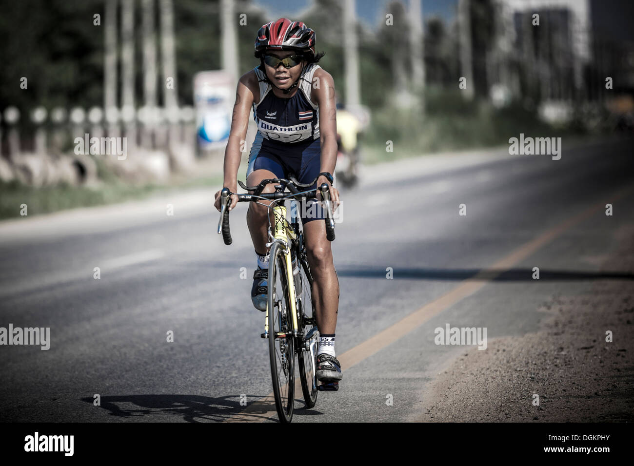 Radfahrerin Rennfahrerin Stockfoto