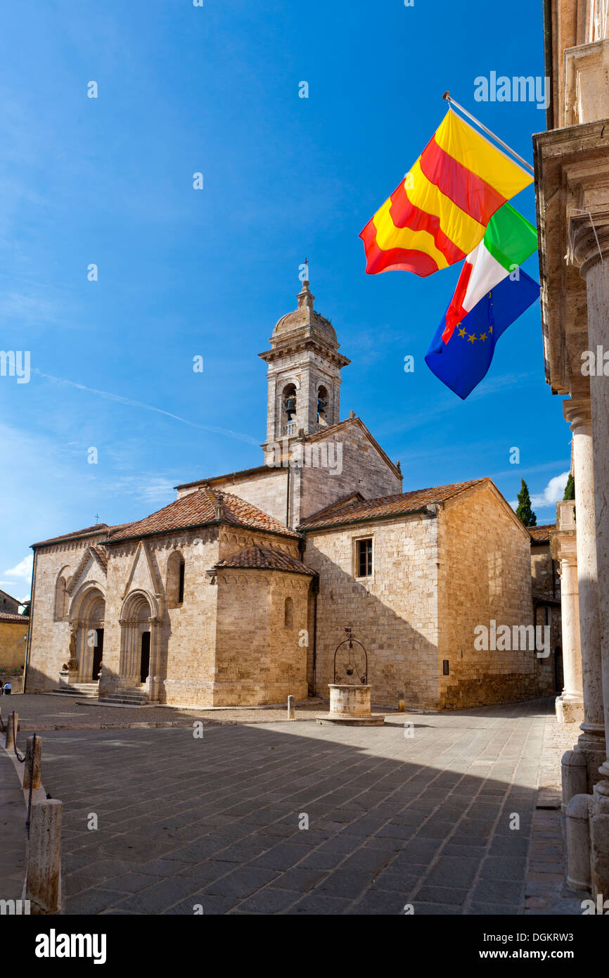 Die Stiftskirche San Quirico d ' Orcia. Stockfoto