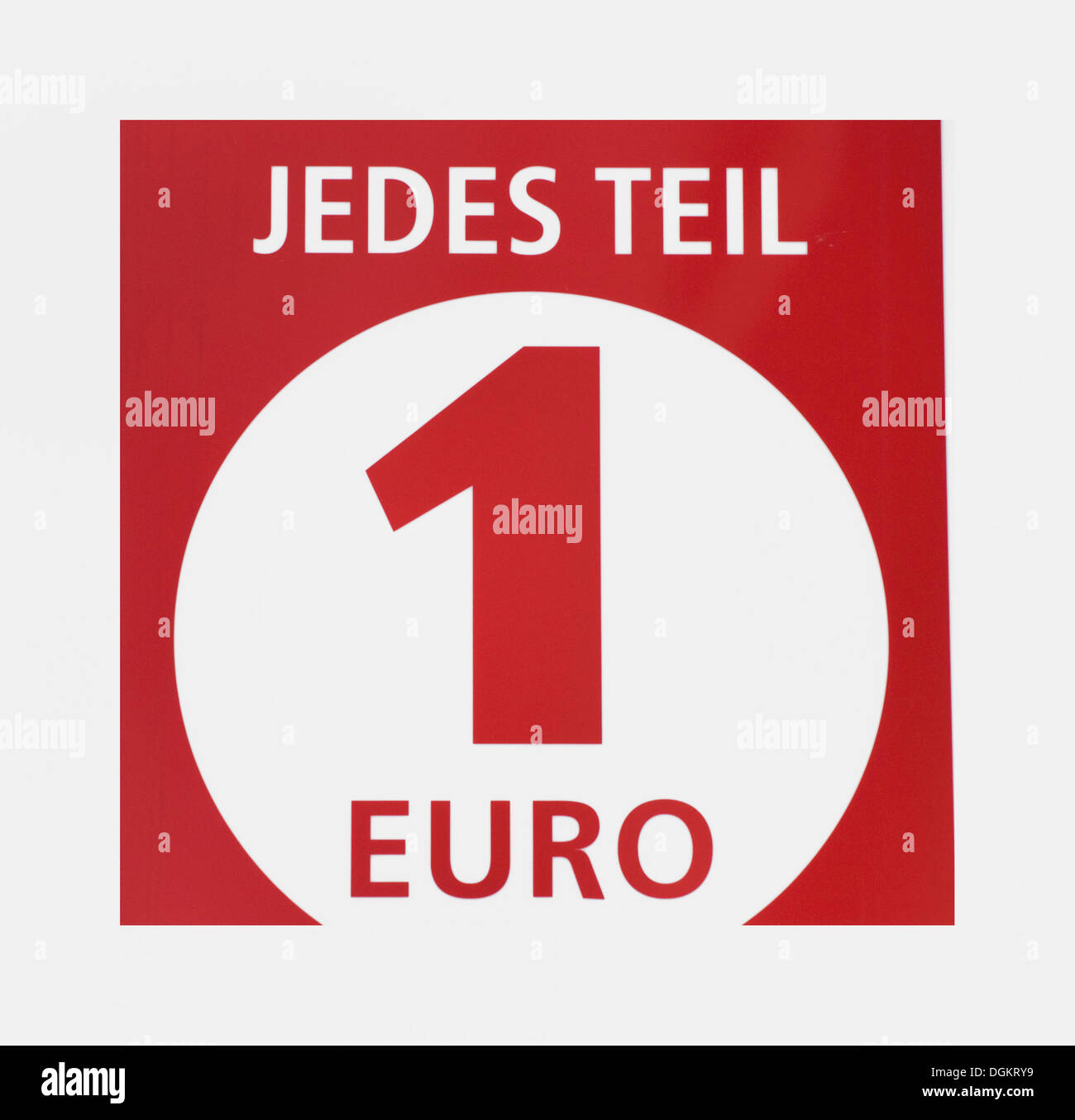 Jedes Teil 1 Euro, Deutsch für jedes Element 1 Euro, Rabatt Stockfotografie Alamy