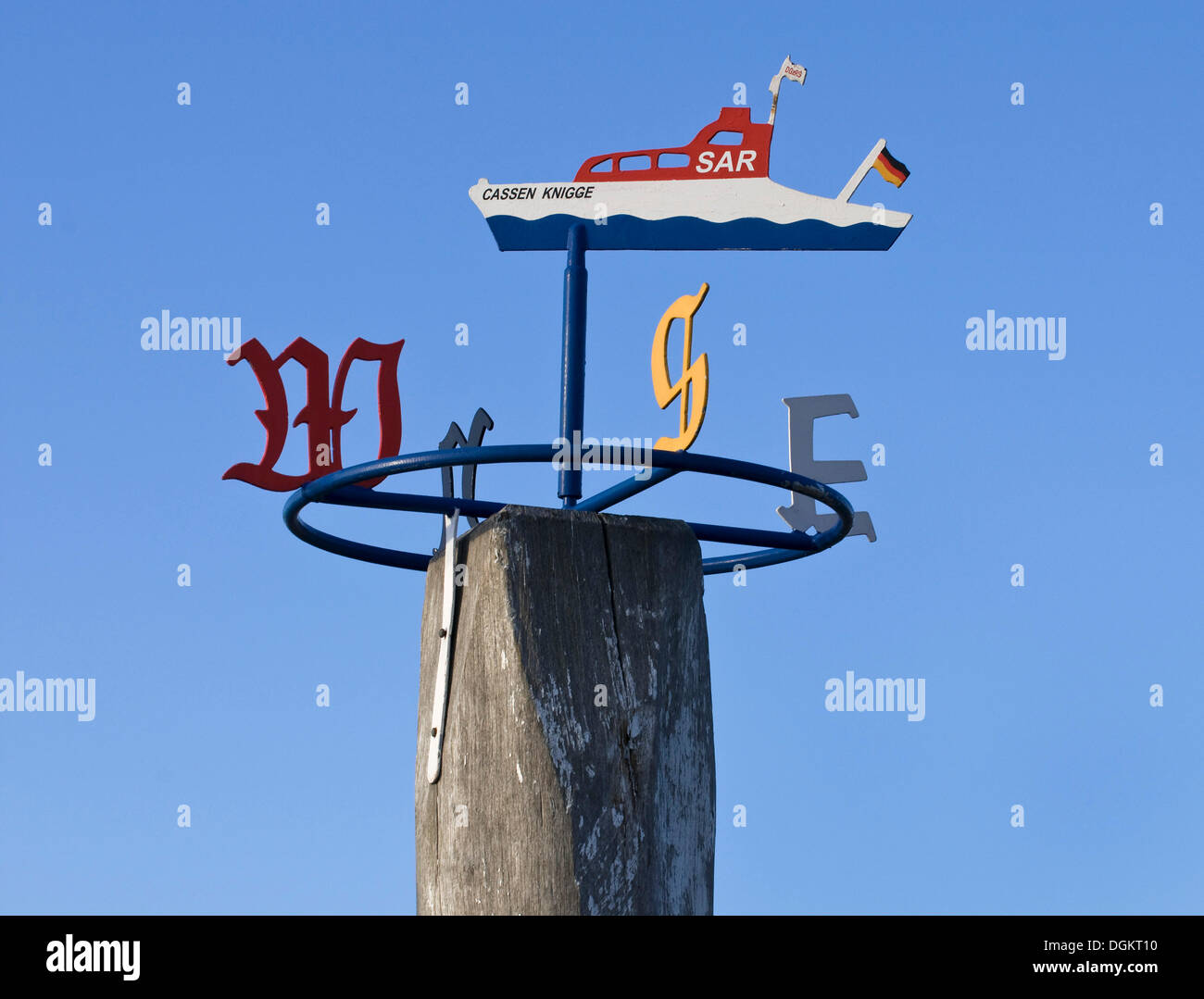 Windrose der die Cassen Knigge, Pier, SAR Boot der DGzRS deutsche Maritime Rescue, Lifeboat Station Westhafen Stockfoto