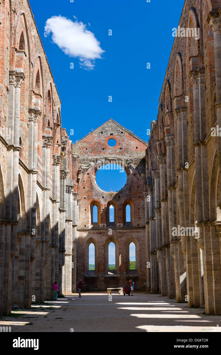 Ruinen der Zisterzienser Abtei San Galgano. Stockfoto