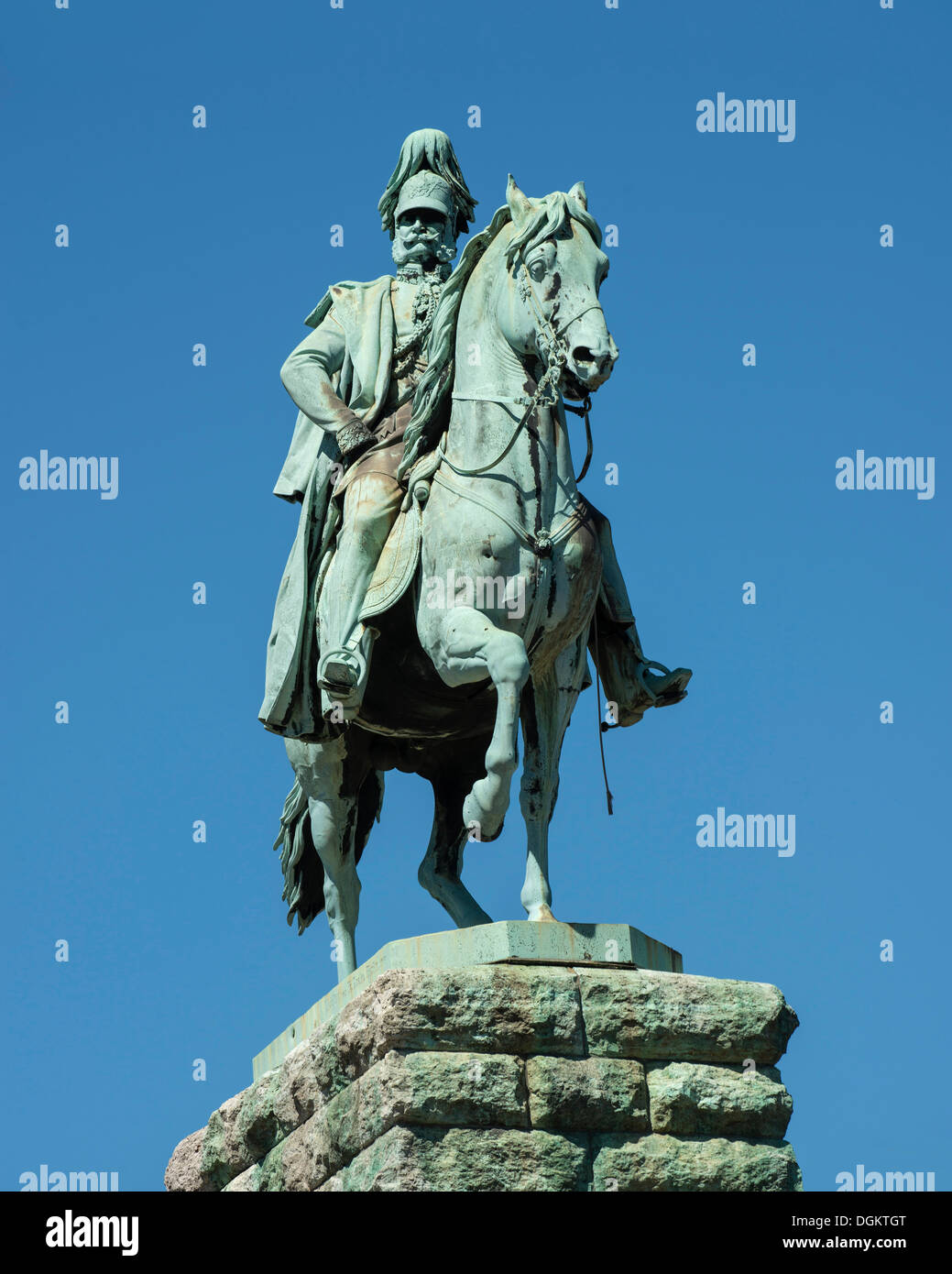 Reiterstandbild von Kaiser Wilhelm i. von Preußen, Deutz, in der Nähe von Hohenzollernbruecke Brücke, Köln, Nordrhein-Westfalen Stockfoto